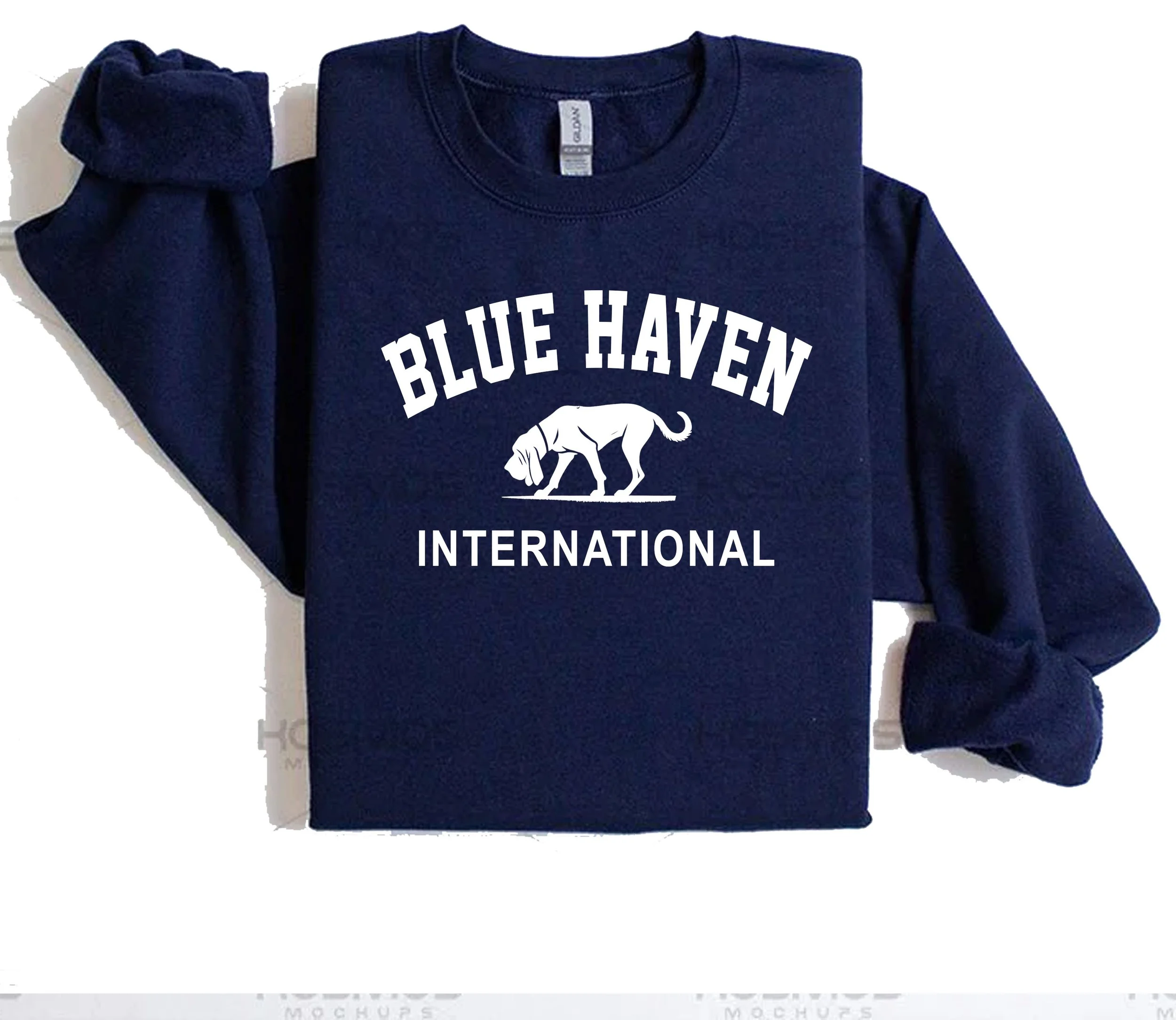 Sleek Blue Haven International Sweatshirt Featuring K9 Gerty