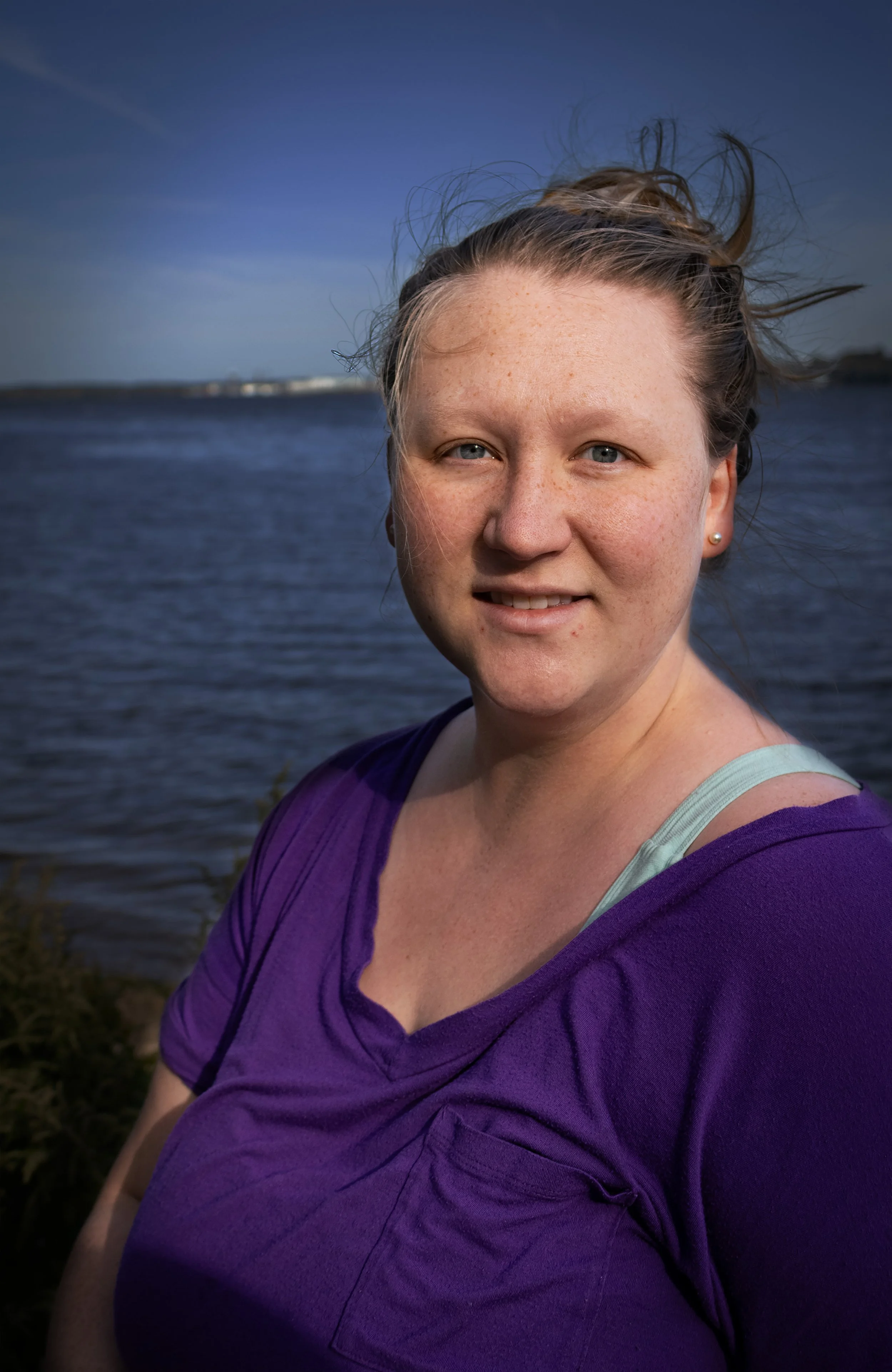 “Jessica”
Jessica and her husband were taking their baby on a stroller ride around Presque Isle when I approached her. She was happy to get her photograph taken and knew exactly where she wanted it to be taken. In front of Lake Erie.