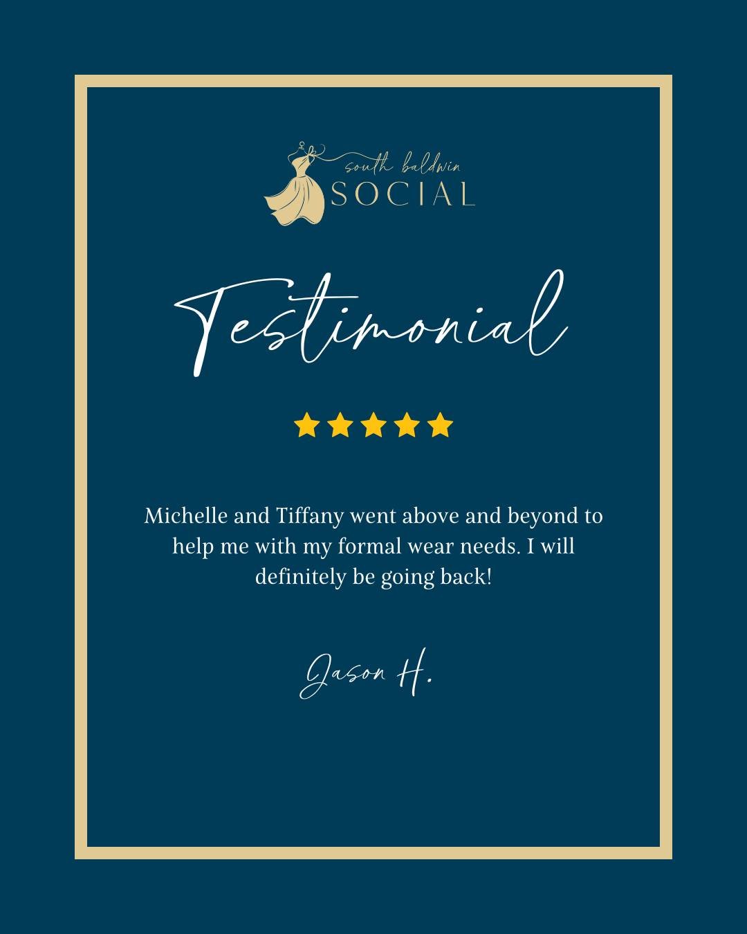 Testimonial Tuesday! Thank you for your amazing review! We're delighted to hear about your fantastic shopping experience with us. Your kind words and recommendation mean so much! 😊 We look forward to helping you find another gorgeous dress soon!

#G