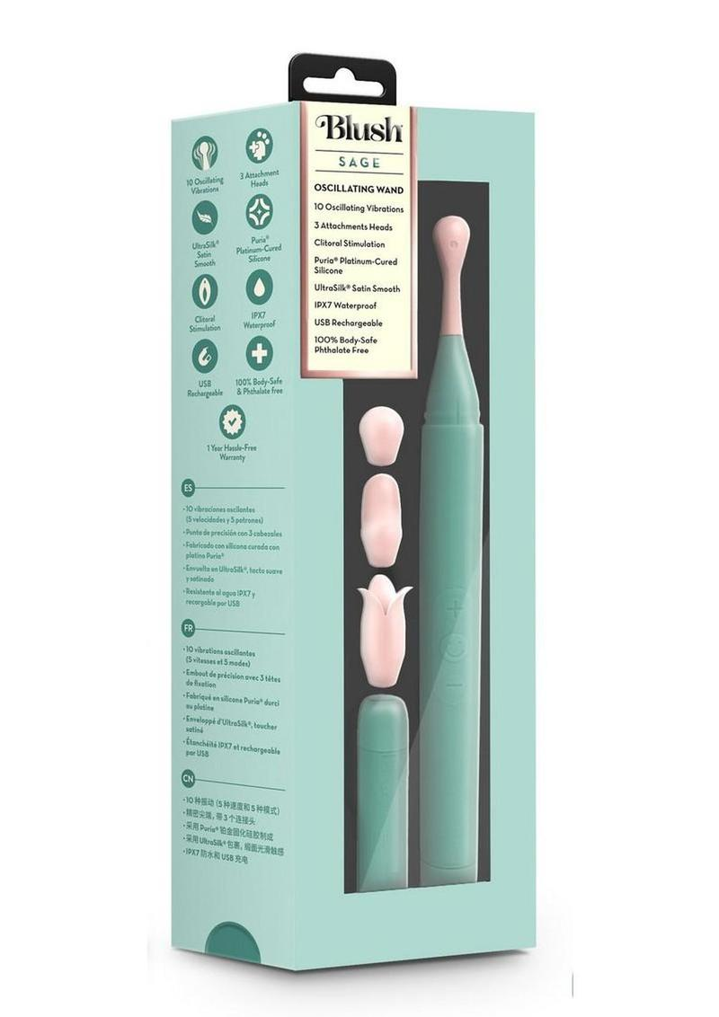 Blush Collection Sage Rechargeable Oscillating Wand Vibrator - Green 1.png