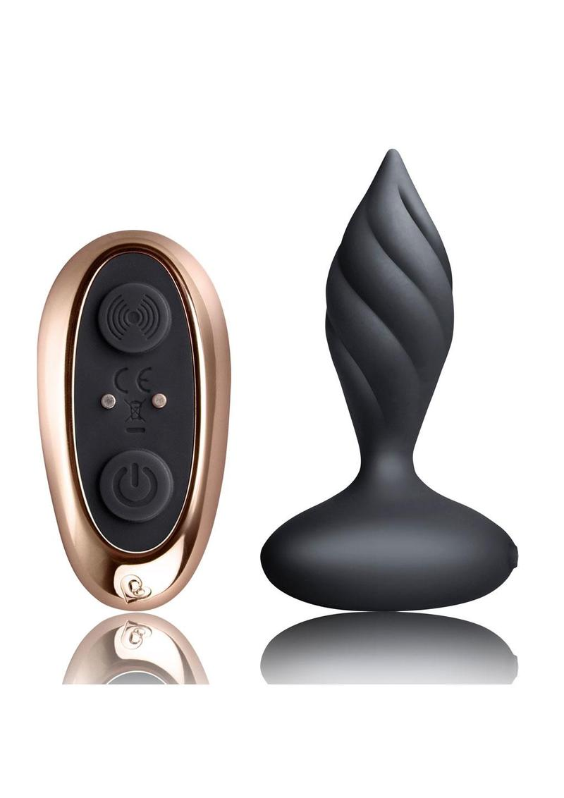 Desire Rechargeable Silicone Anal Plug with Remote Control black+rose gold 2.png