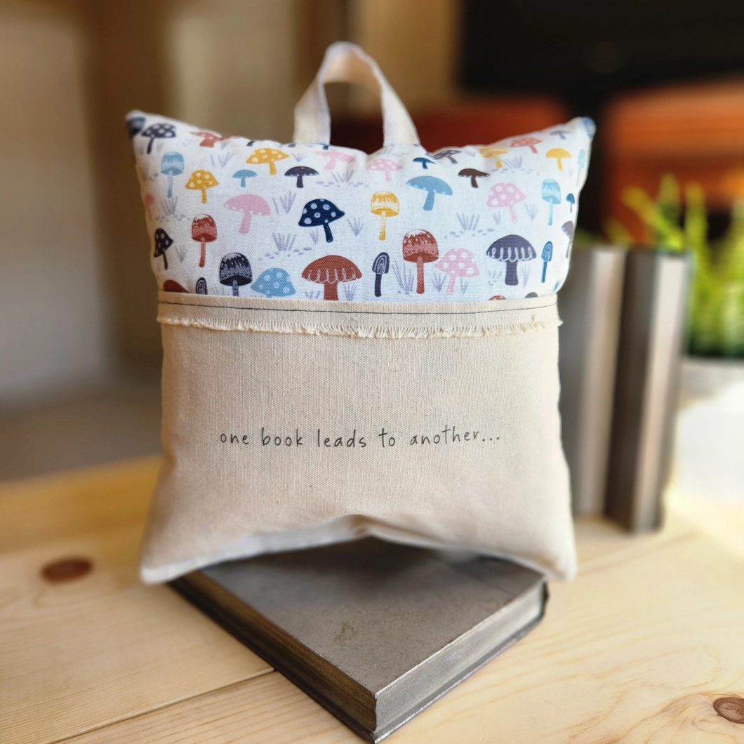 One Book Leads To Another, Reading Pillow, Mushroom Print 3.png
