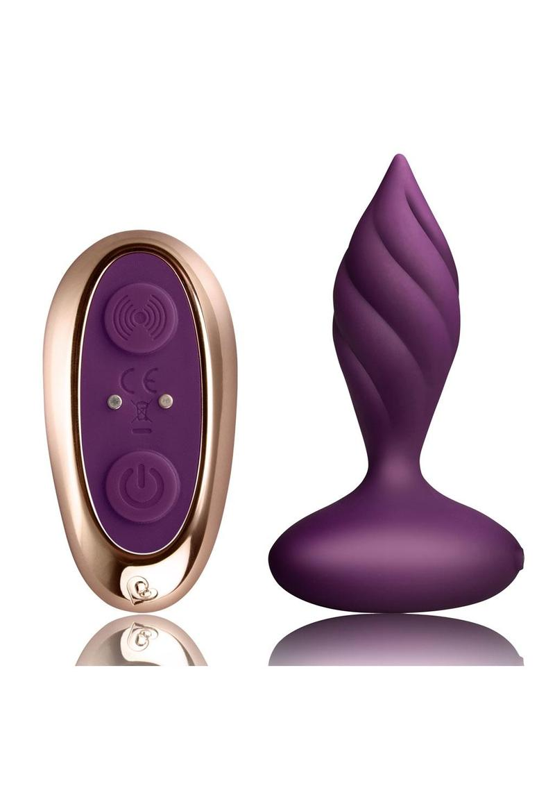 Desire Rechargeable Silicone Anal Plug with Remote Control purple+rose gold 2.png
