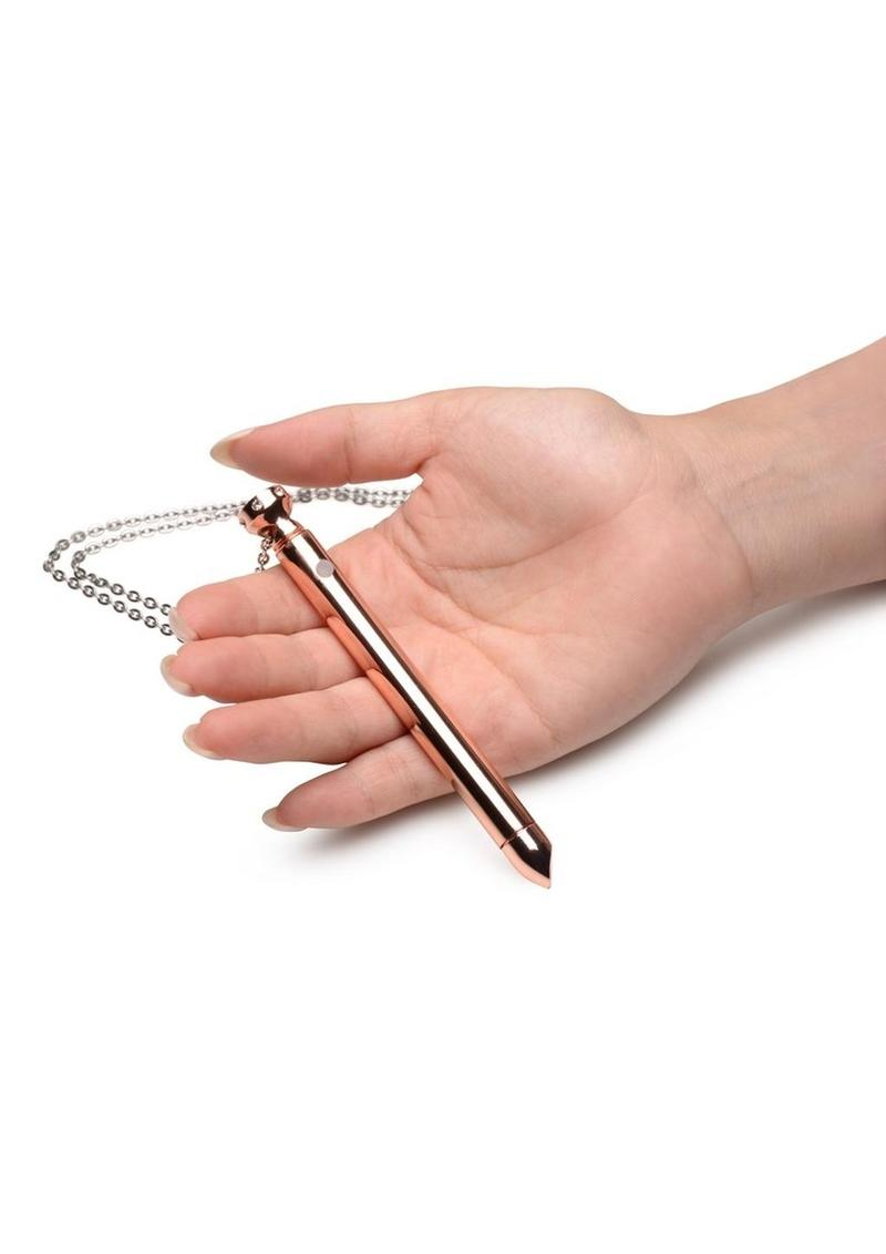 Charmed Rechargeable Stainless Steel 7X Vibrating Necklace - Rose Gold 3.png