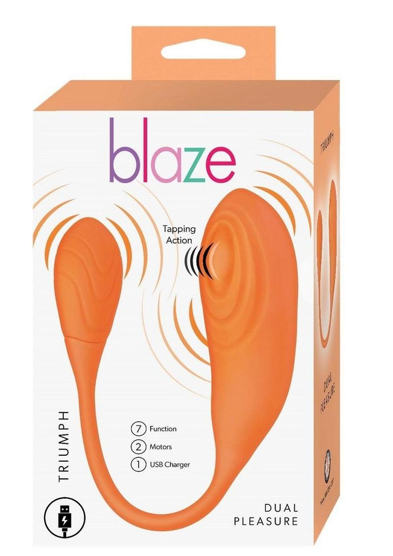 Blaze Triumph Rechargeable Silicone Dual Vibrator - Orange 1.png