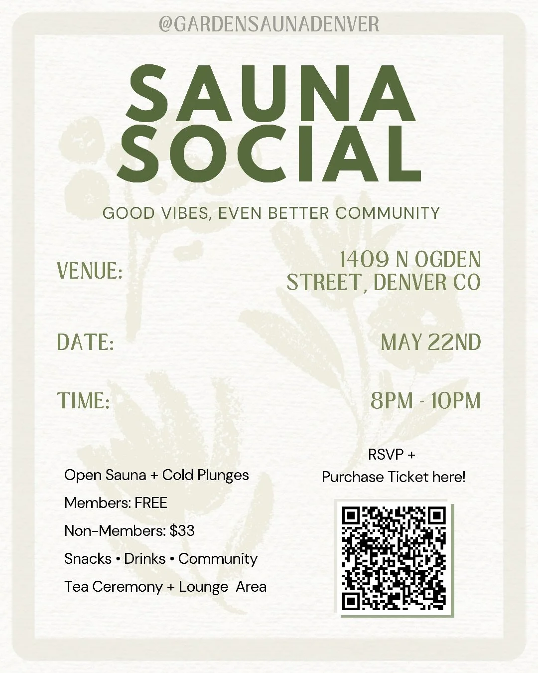 Looking for a different kind of Friday night? 👀✨🪷

Join us for Garden Sauna&rsquo;s first ever Sauna Social! A laid back, intentional evening designed for you to relax, reset, and connect with community. 

💌 Find your ticket via the link in our bi