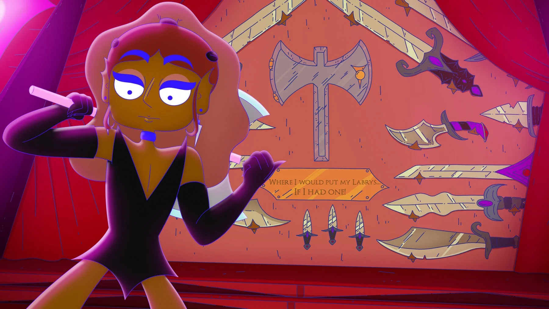 Kween Kong als Blade  in "Lesbian Space Princess" Leila Varghese und Emma Hough Hobbs