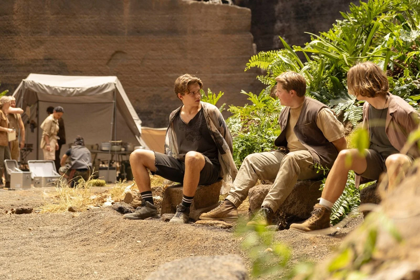 Julius Weckauf, Nevio Wendt, Levi Brandl als Justus Jonas, Peter Shaw, Bob Andrews in "Die drei ??? - Toteninsel" Tim Dünschede