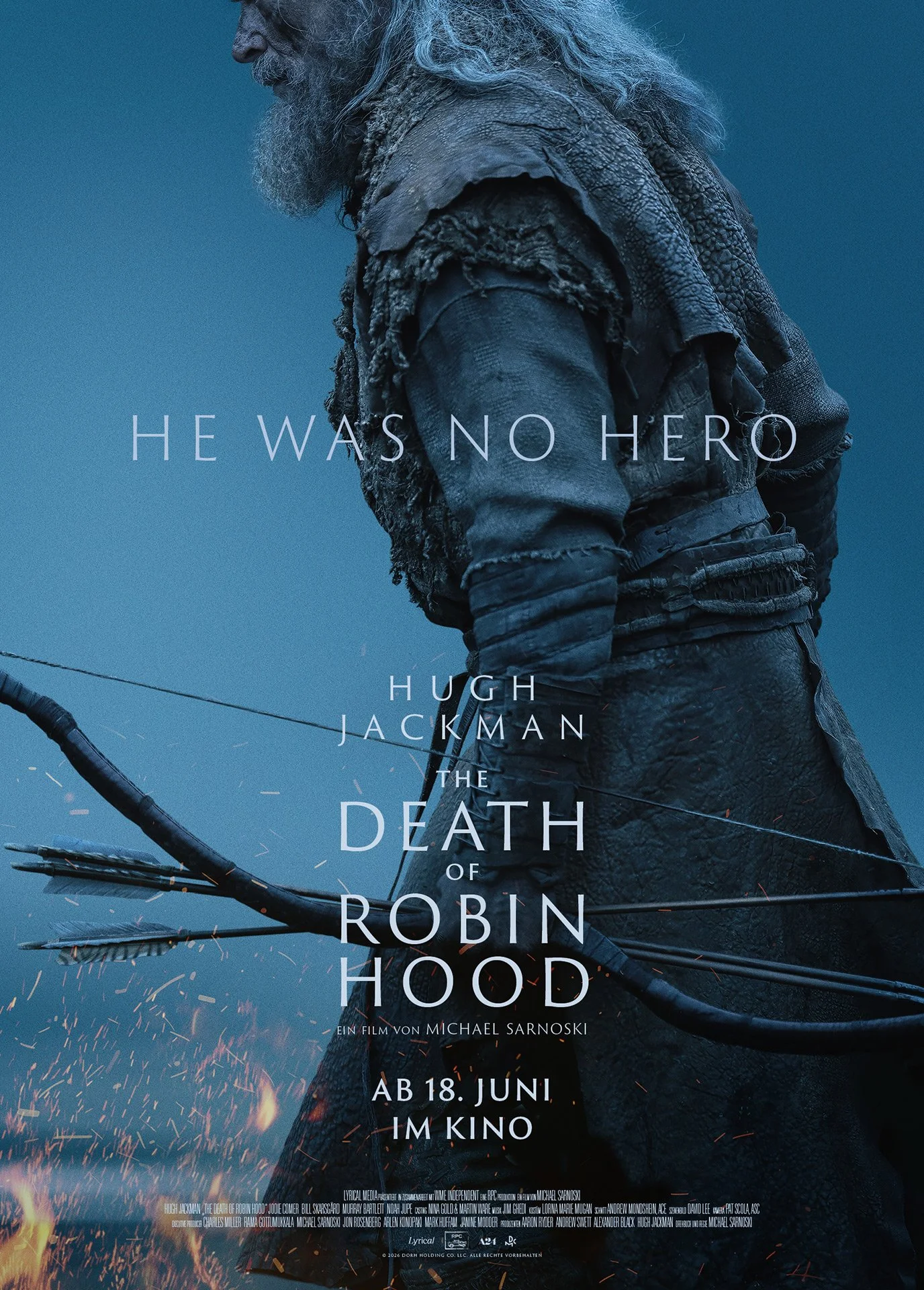 Filmposter "The Death of Robin Hood" Michael Sarnoski, Hugh Jackman, Jodie Comer