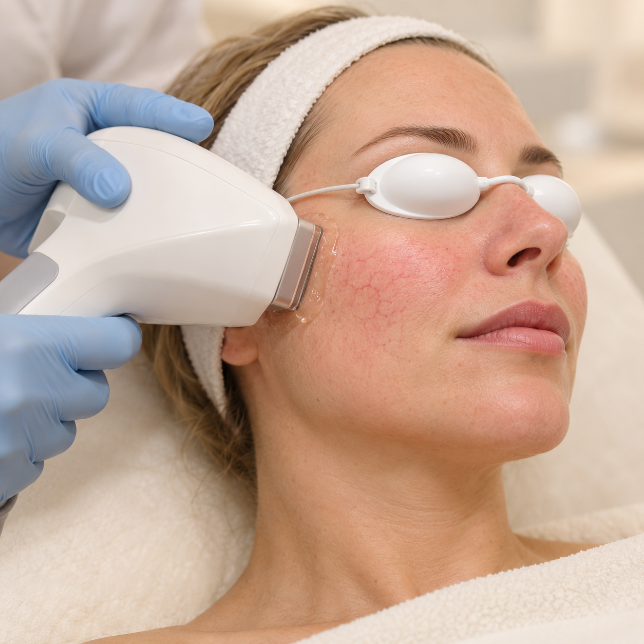 IPL facial treatment for redness and visible capillaries