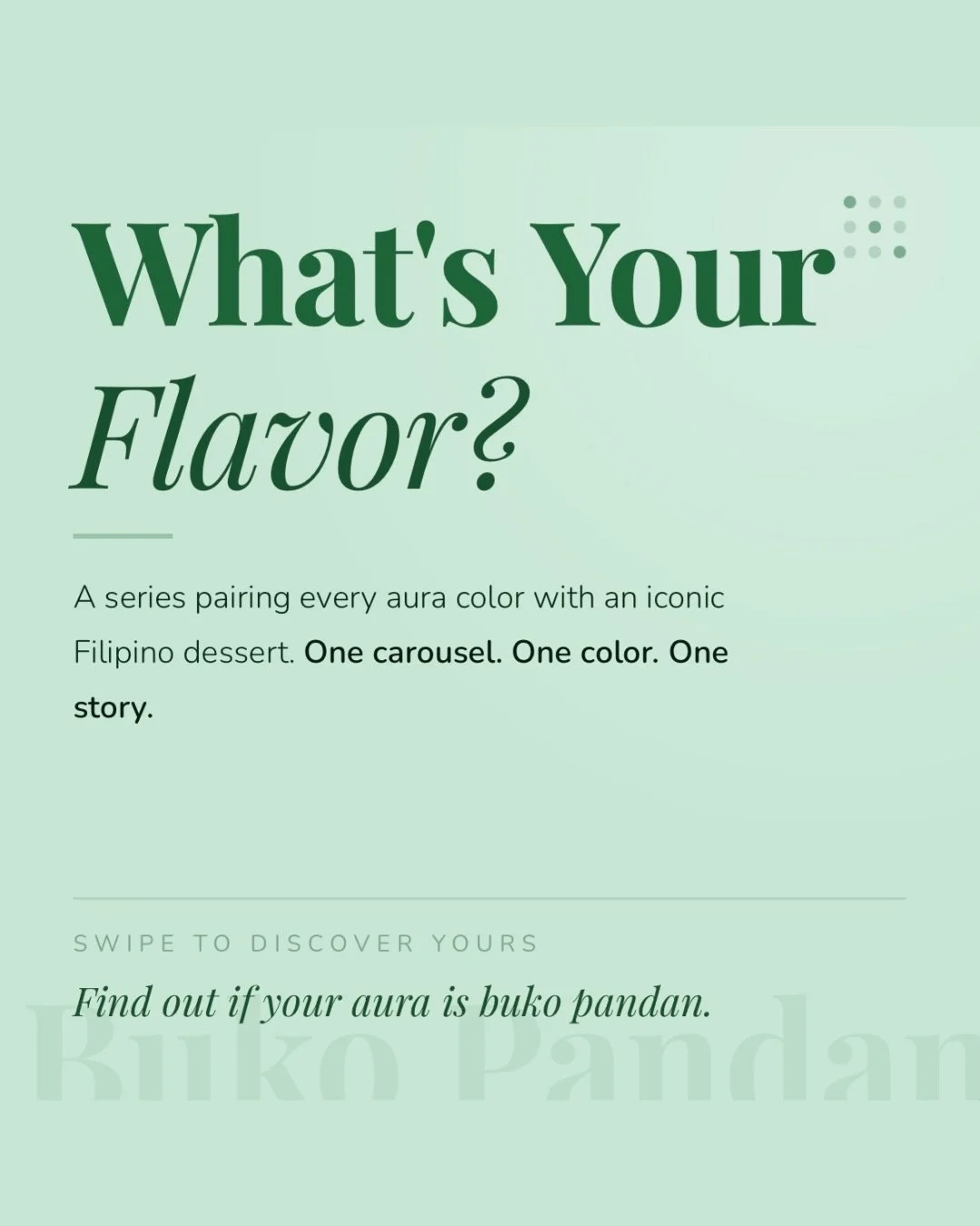 Second post this week in What&rsquo;s Your Flavor? we are looking at the green aura and the Filipino dessert built on an ingredient that has been used as medicine for centuries.
Your aura might be buko pandan.
#filipinodessert #BukoPandan #karmicsnap