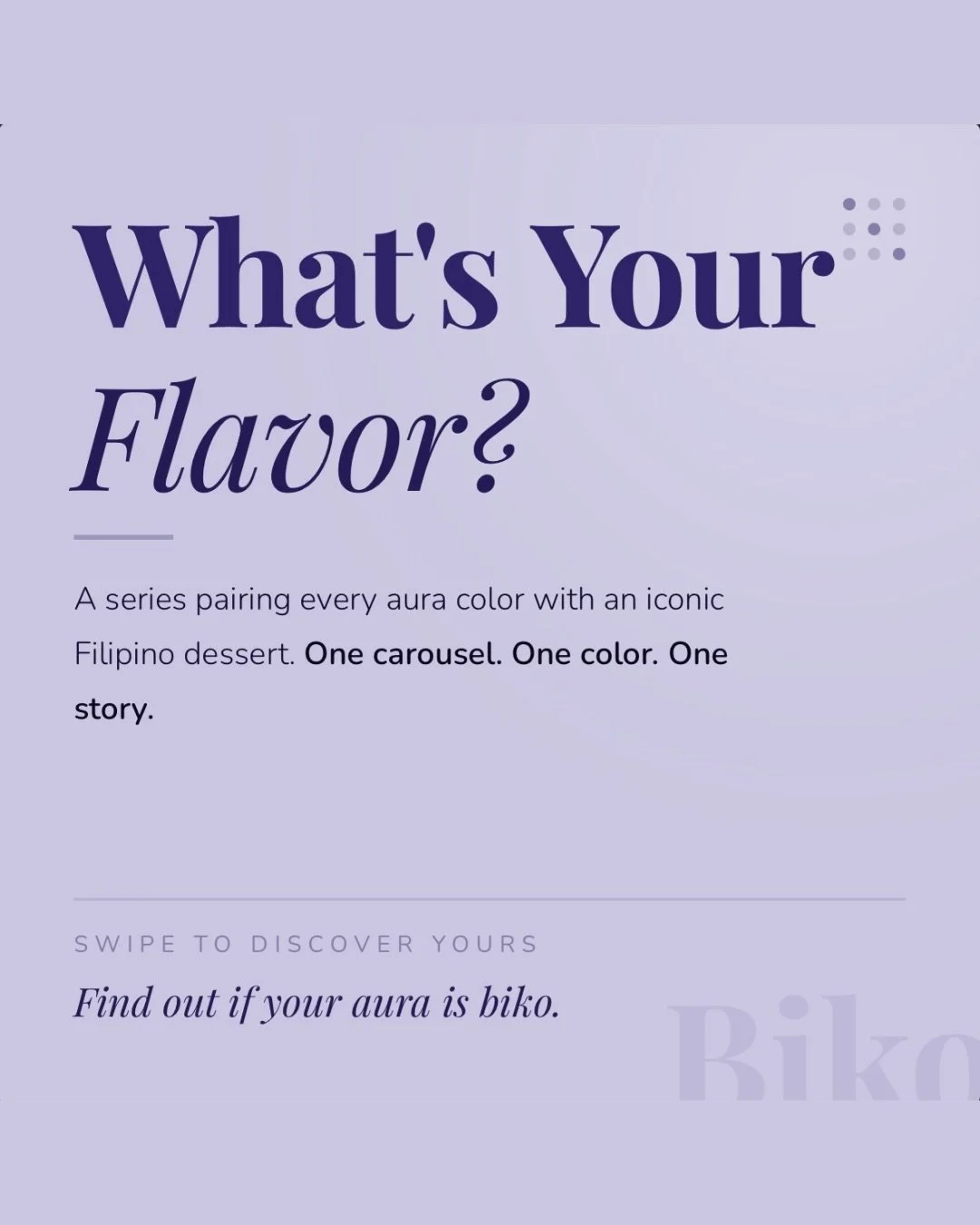 This one&rsquo;s for the old souls, seekers, and deep thinkers? 👾

Week 3, Post 2 of What&rsquo;s Your Flavor? This one is about the indigo aura and the Filipino kakanin that has been present at every milestone in Filipino life.

Your aura might be 