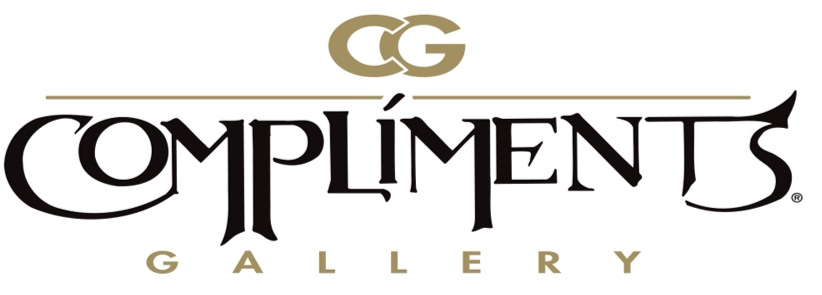 Logo for Compliments Gallery with the letters GG above the name.