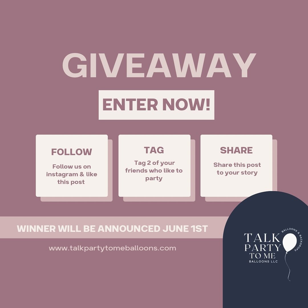 SURPRISE! I&rsquo;m so excited to treat one lucky winner to a FREE Basic Package from Talk Party to Me Balloons🎈

What&rsquo;s included:
▫️6FT x 4FT Wooden Arch
▫️Custom Vinyl Decal
▫️ 8FT Balloon Garland

Perfect for birthdays, baby showers, bridal
