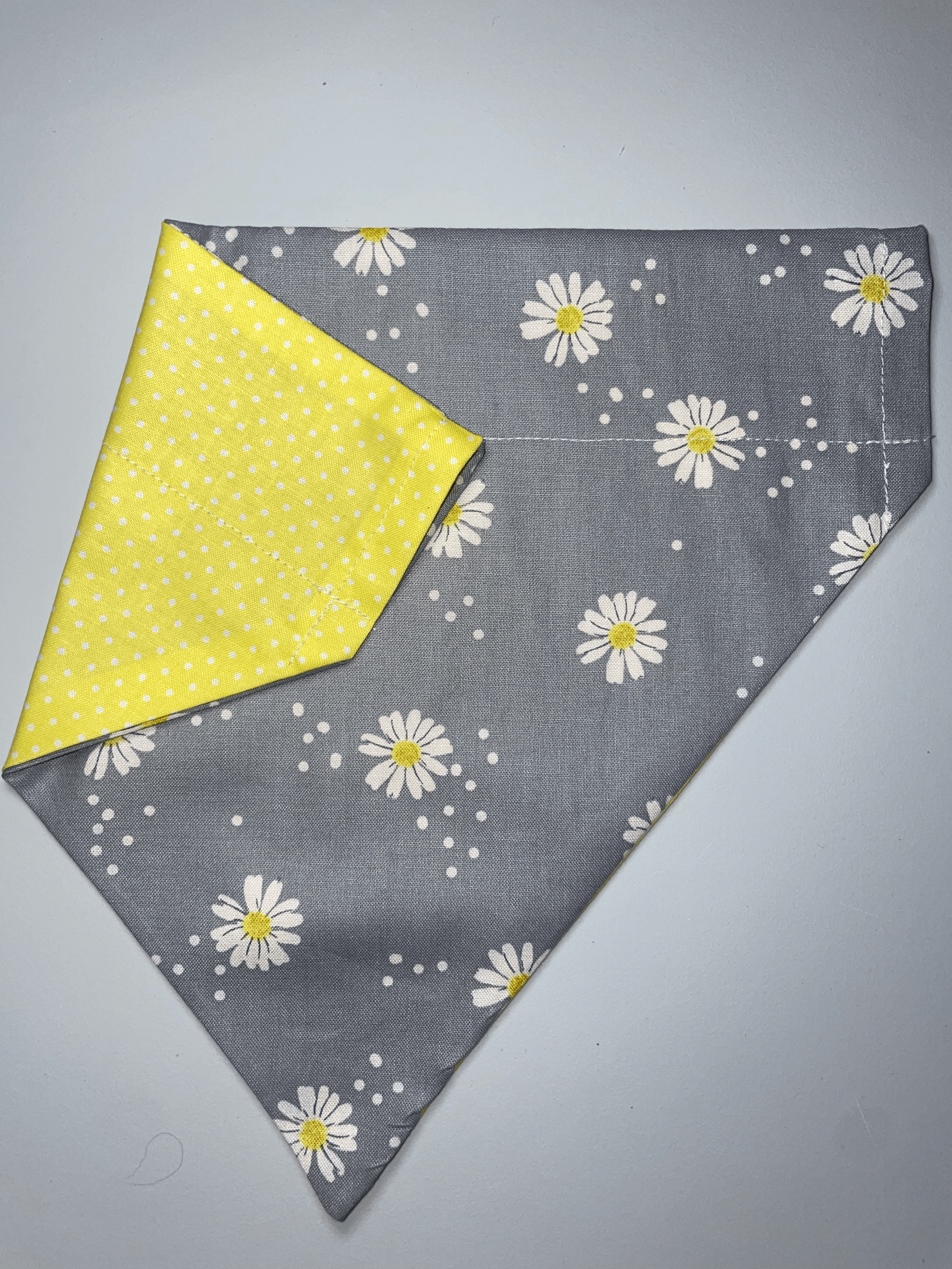 Reverible Daisy & Buffalo Plaid Bandana