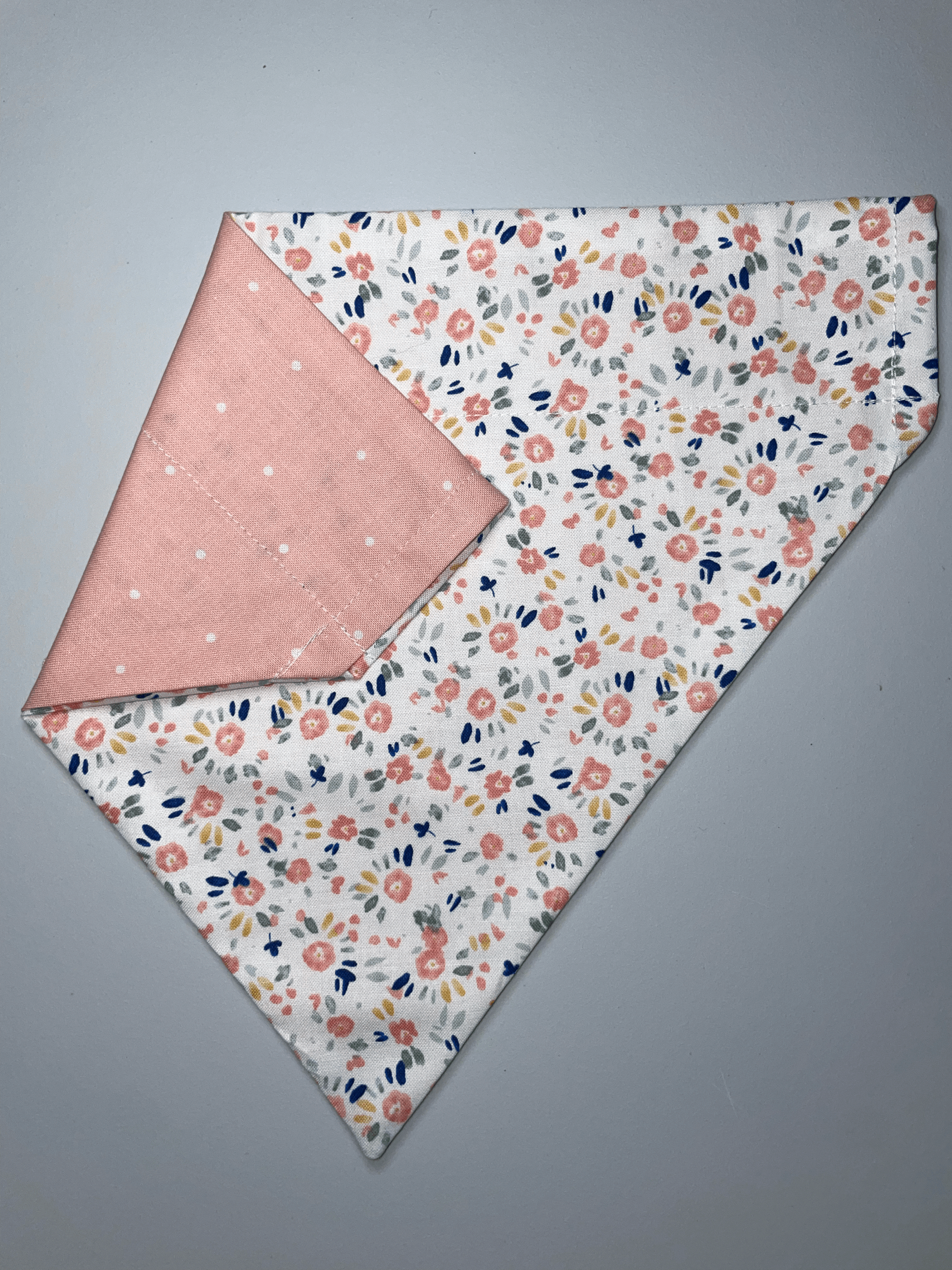 Reversible White Botanical & Polka Dot Bandana