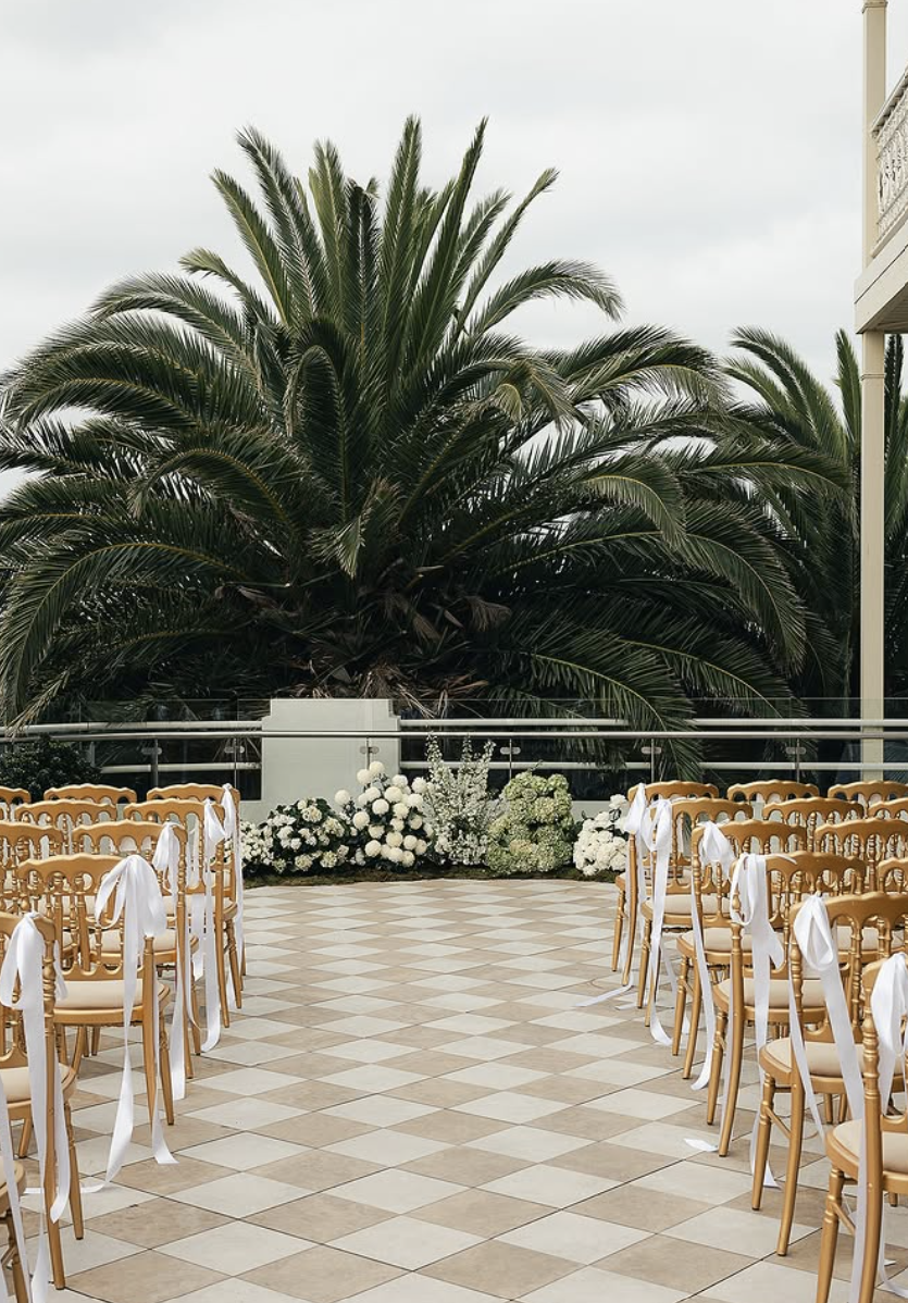 Satin bows on ceremony chairs
