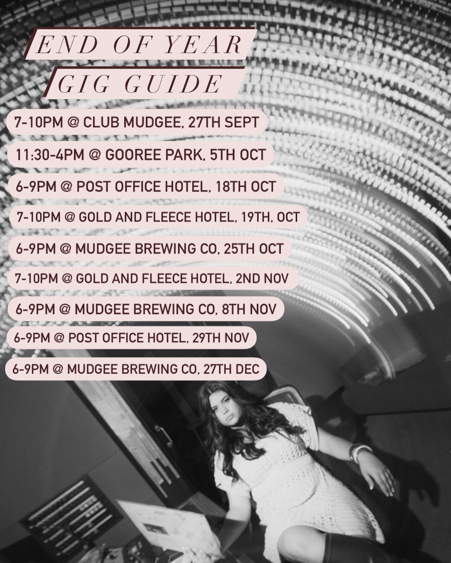 we&rsquo;re nearing the end of the year! A busy time for me, if I&rsquo;m not gigging, I&rsquo;m either booked for a spring wedding or I&rsquo;m studying for the hsc! venues, I have a few spots left this year for your live music needs! Hope to see yo