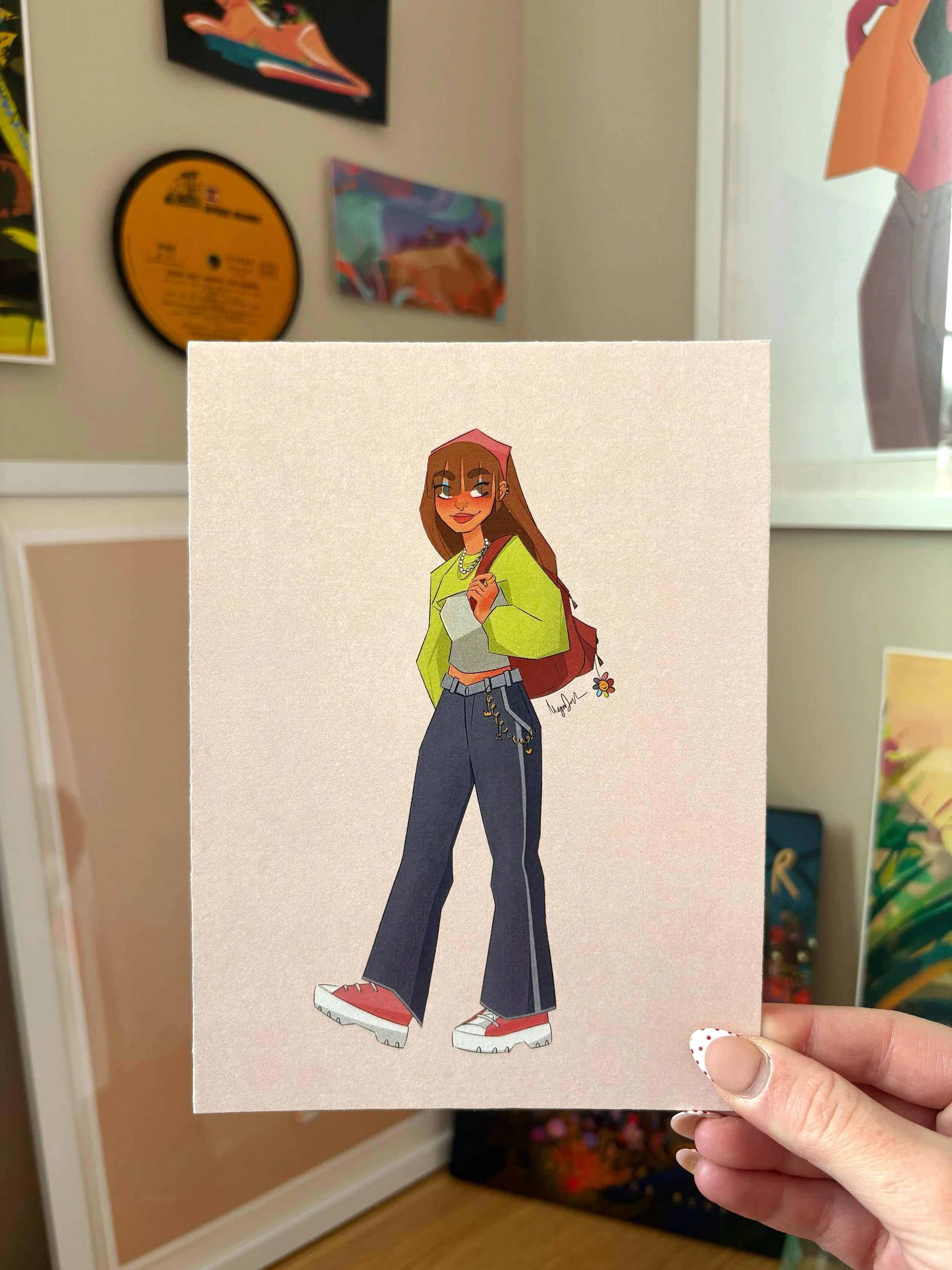 "Keychains" Colorful Girl Character Mini Print