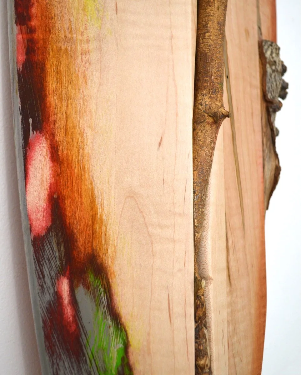 Slipped Through, #100, painted ambrosia and curly maple, barn siding, sticks and cholla hull, 1950 (8).jpg