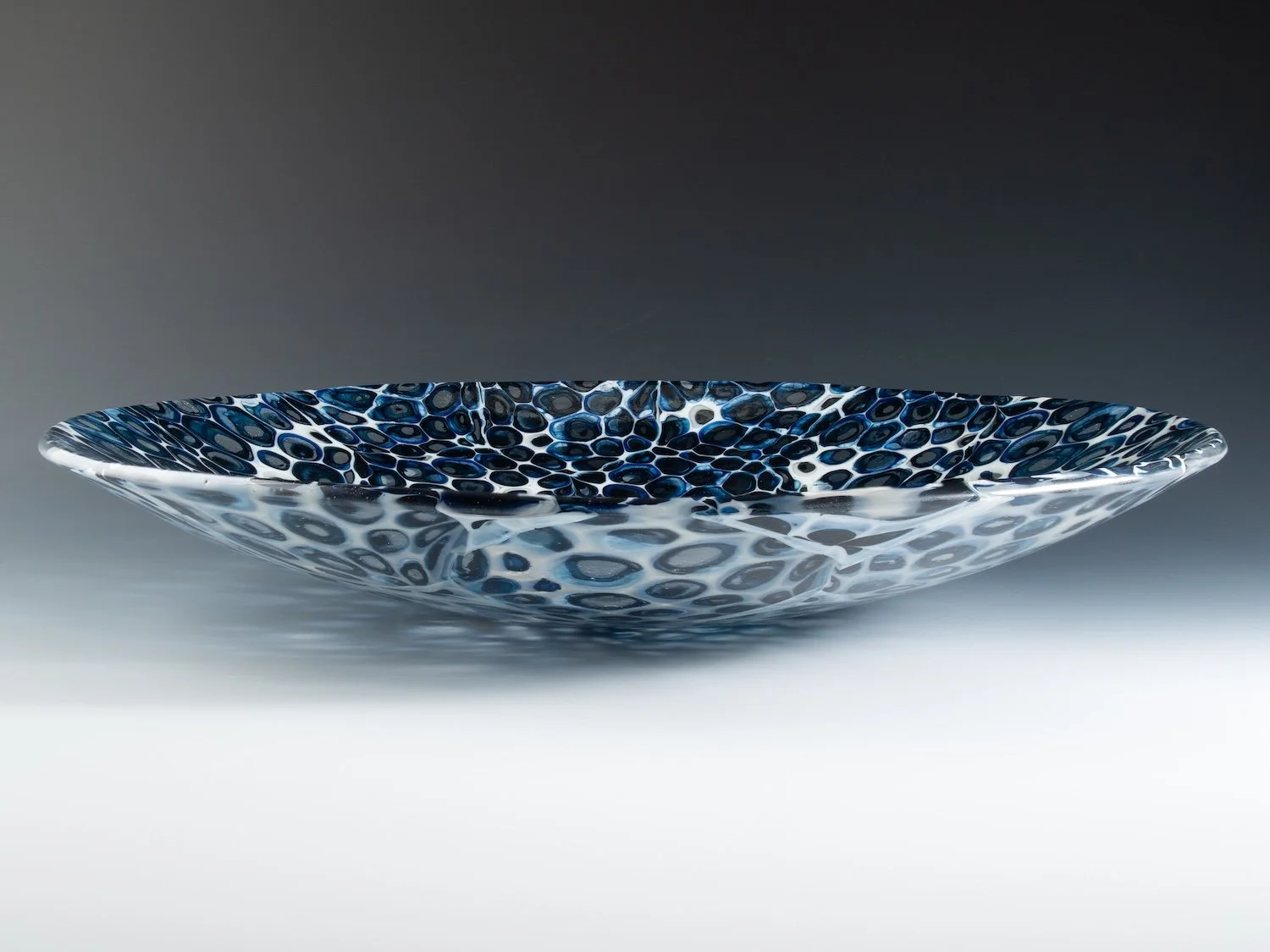 Blue Oyster Galaxies Fused Glass Bowl by Karen Wallace 1.jpg