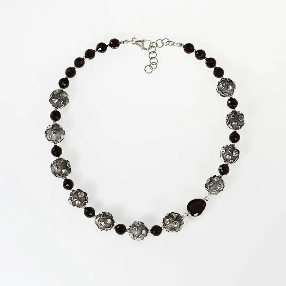 Garnet and Sterling Silver Necklace