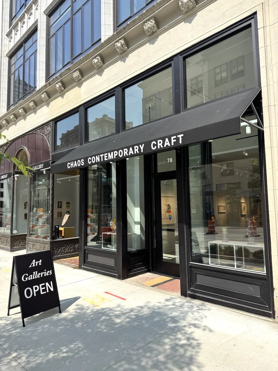 Chaos Contemporary Craft, Contemporary art gallery, Columbus, Ohio, specializing in ceramics, glass, wood, fiber, jewelry