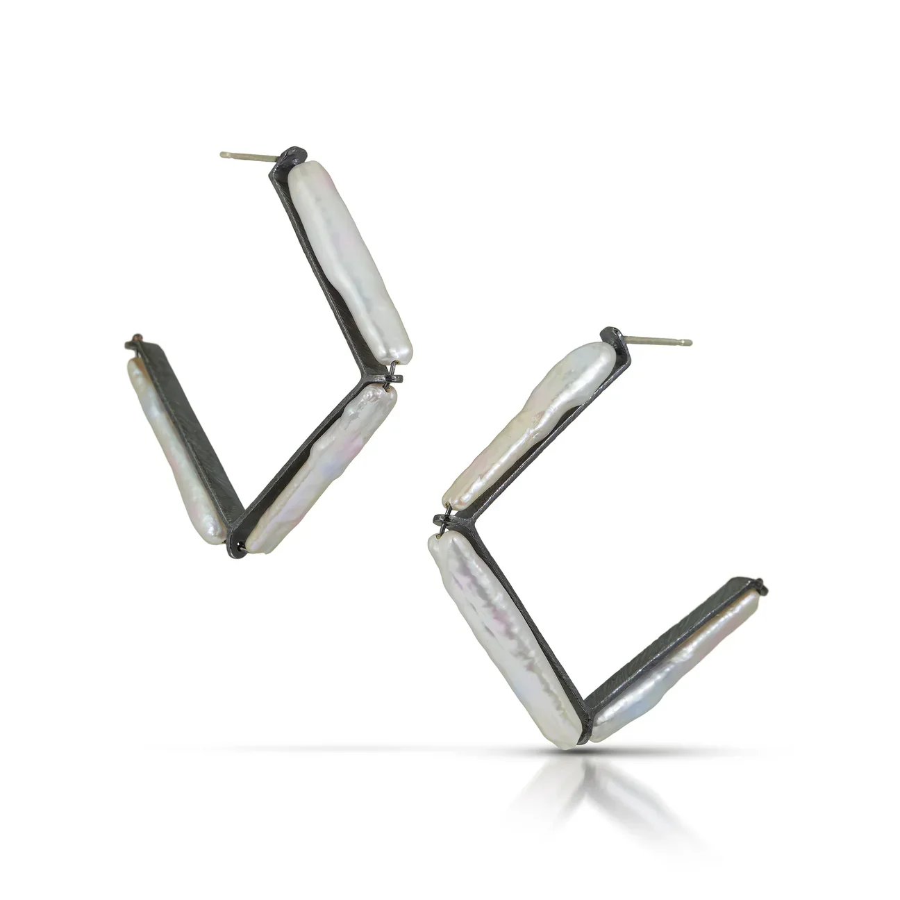 Carved Angled Hoop Earrings