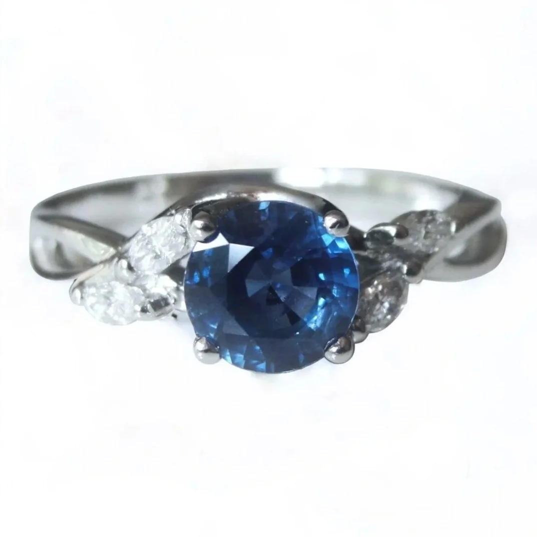 White gold Sapphire and Diamond Set Engagement Ring - Custom Jewelry Prosper, McKinney, Frisco Tx.