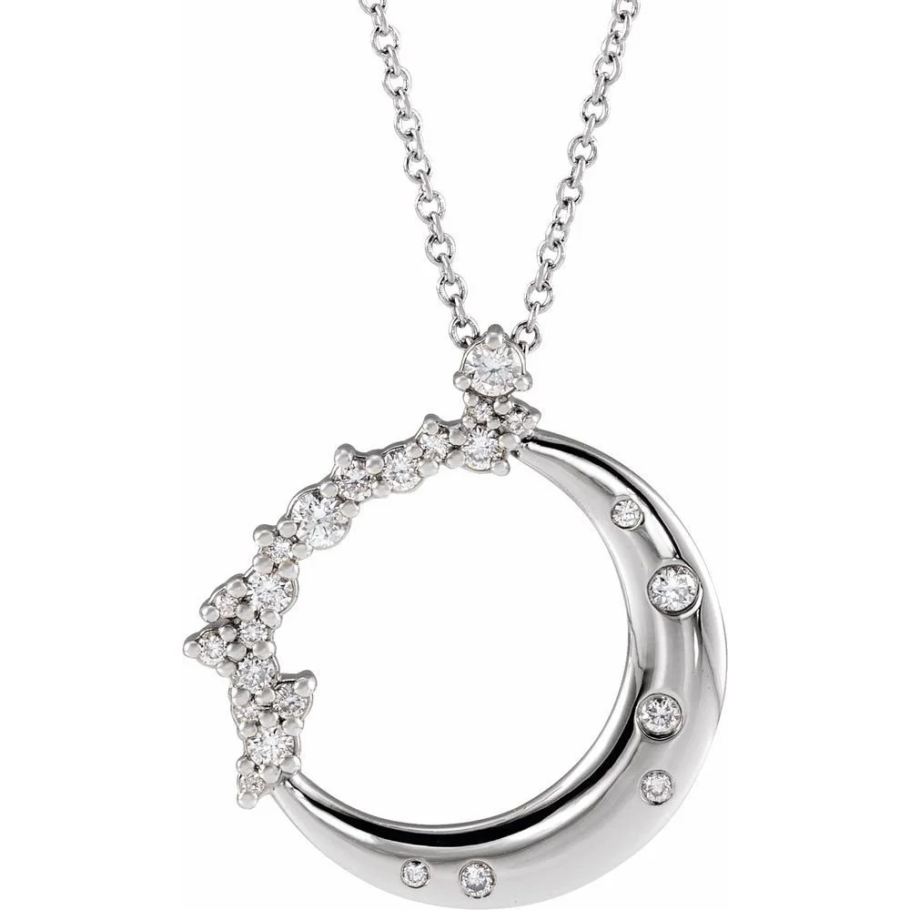 White Gold and Diamond Circular Pendant - Prosper Tx