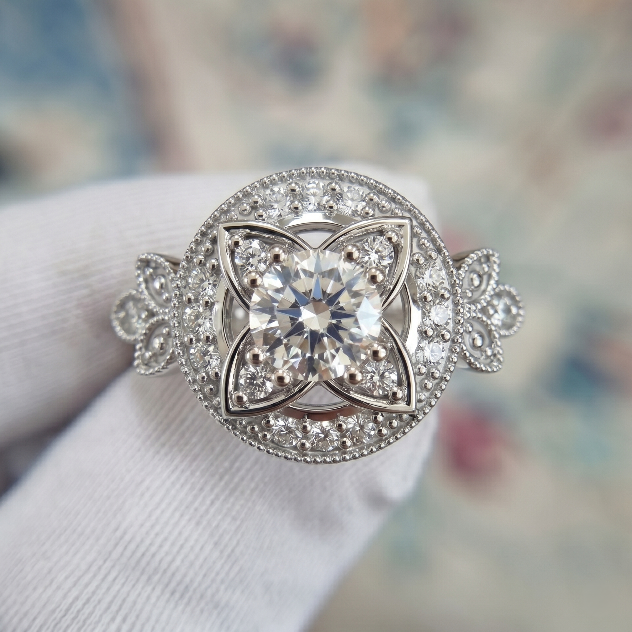 Custom 14K White Gold Diamond Ring - Prosper Tx