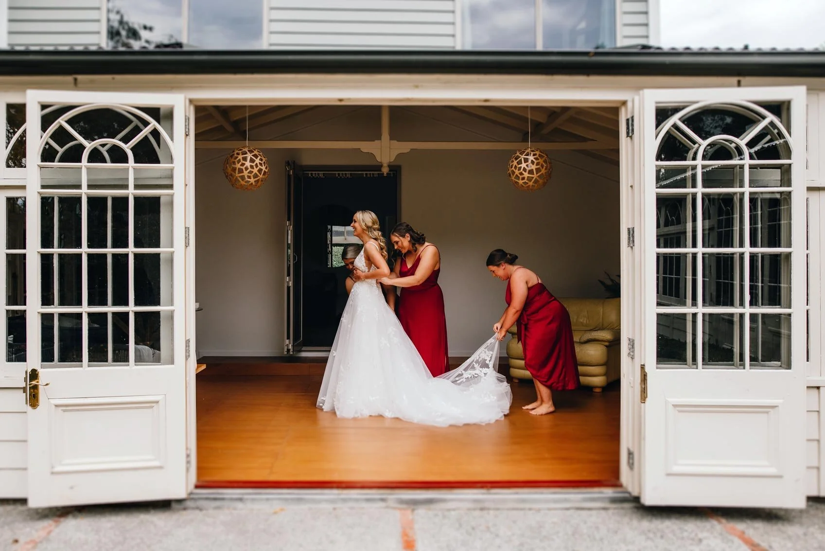 Bridal party getting ready from Cushla & Harry's wedding at Pemberton Gardens photographed by Joseph O’Sullivan Photography