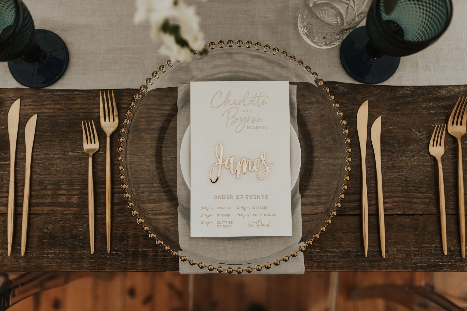 silver accented wedding day programme from Charlotte & Byron's wedding at Trott’s Garden photographed by Charlotte Sowman Photography