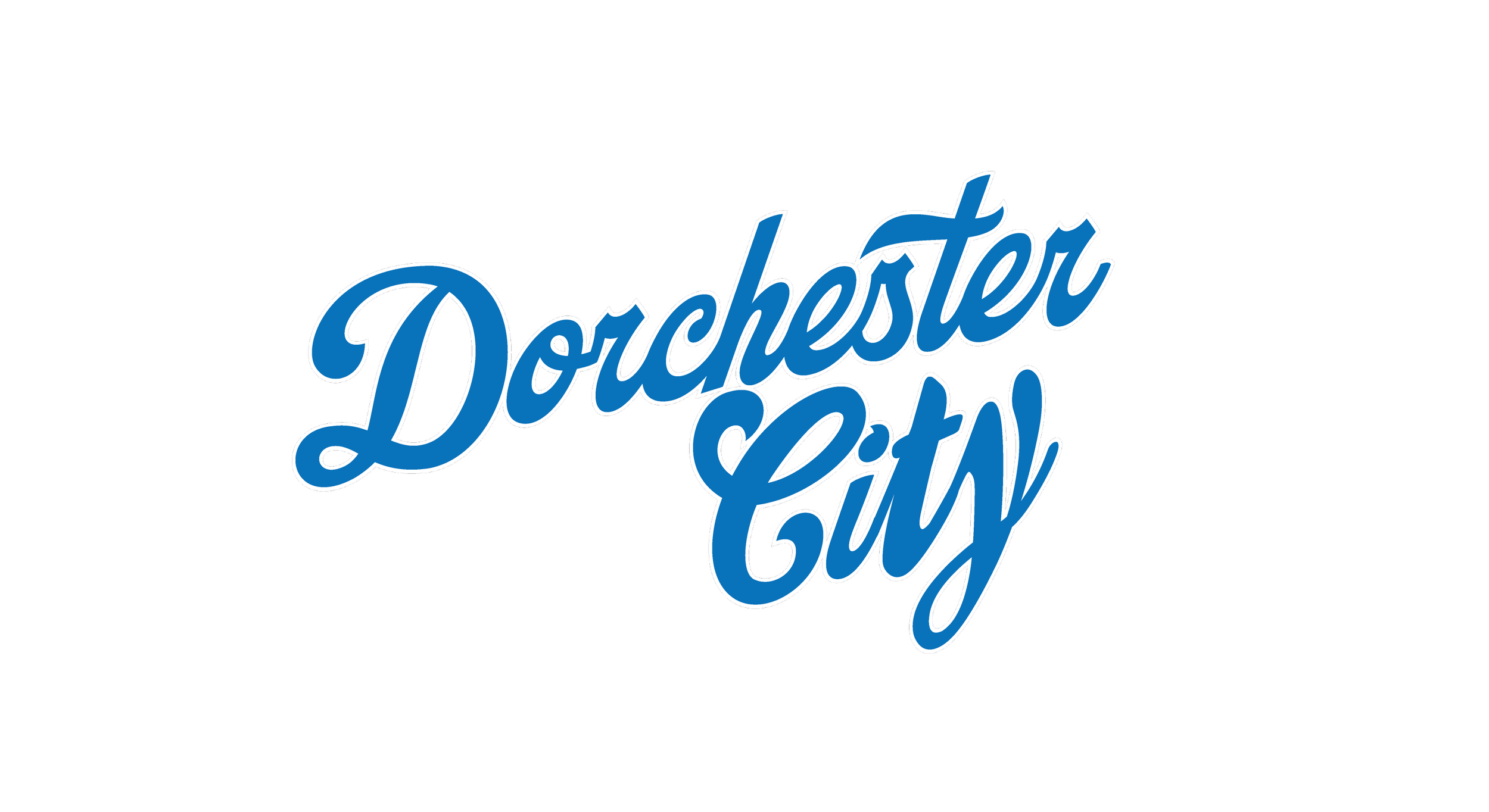 Stylized text reading 'Duchester City' in blue cursive on a black background.