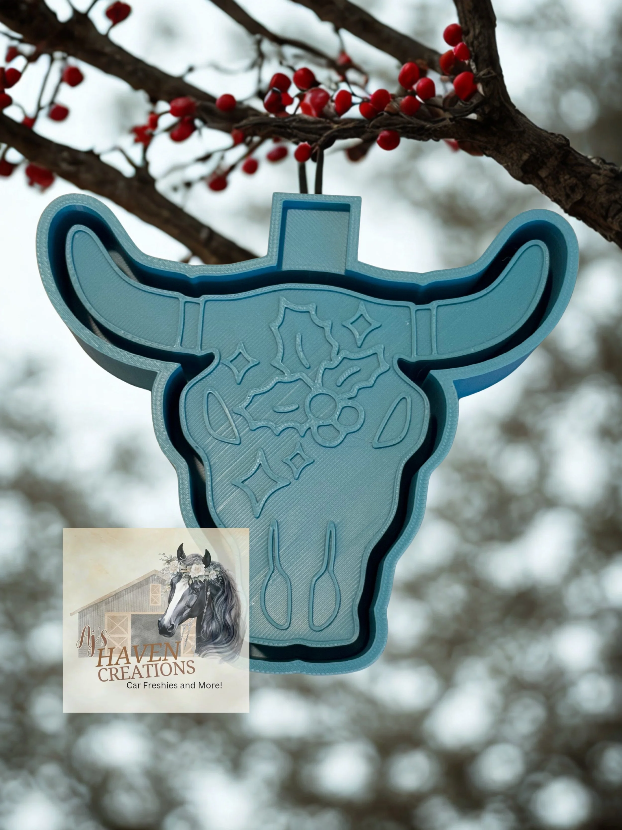 Mistletoe Bull Skull