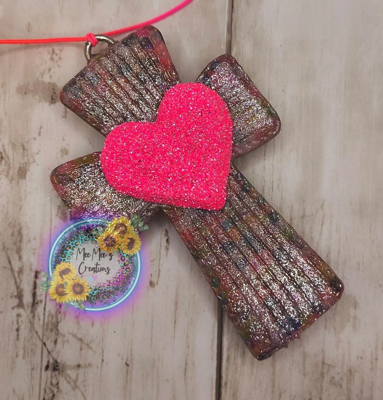 Knitted Heart Cross 3D