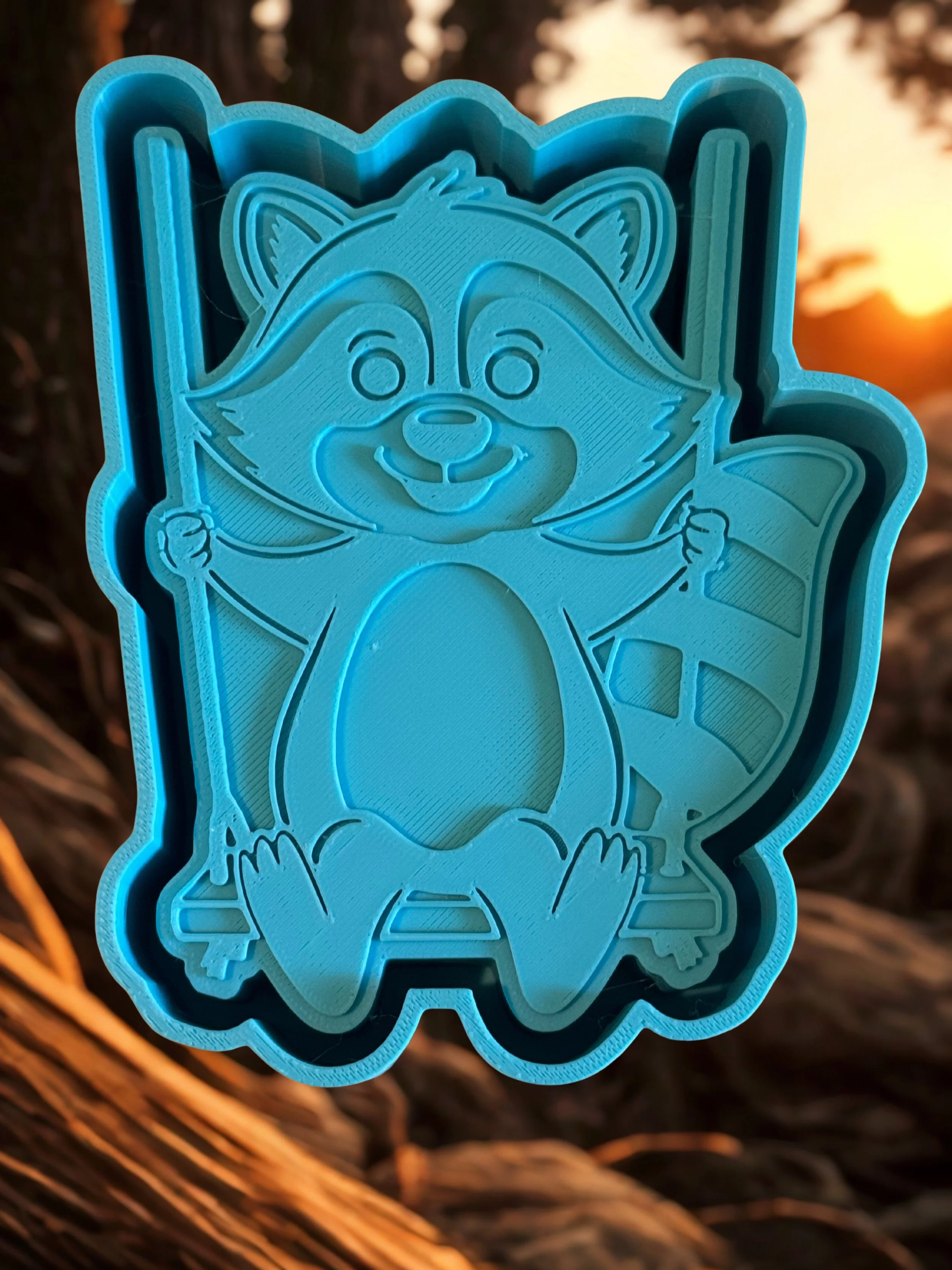 Raccoon on a swing