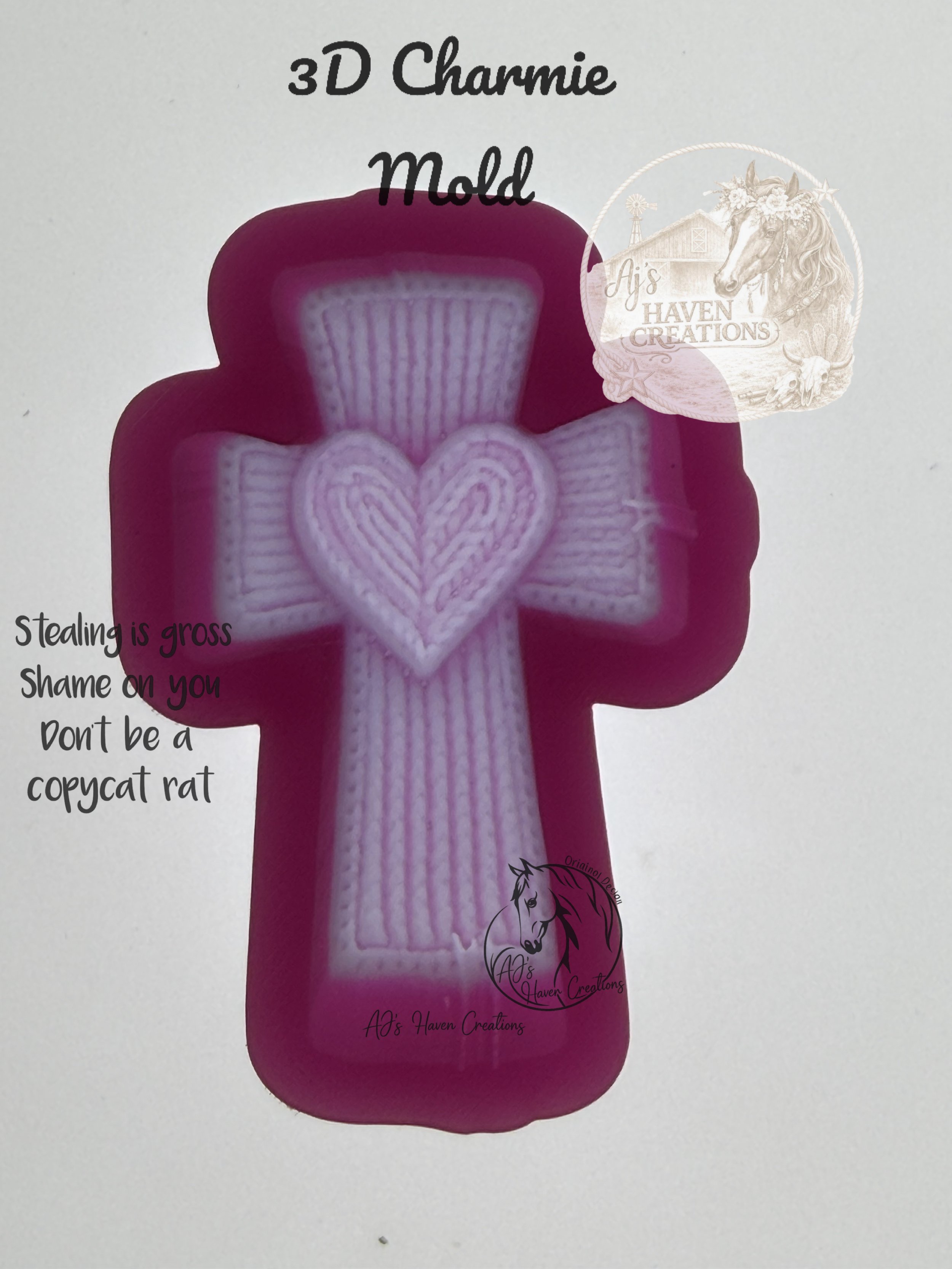 3D Knitted Cross with Heart Charmie
