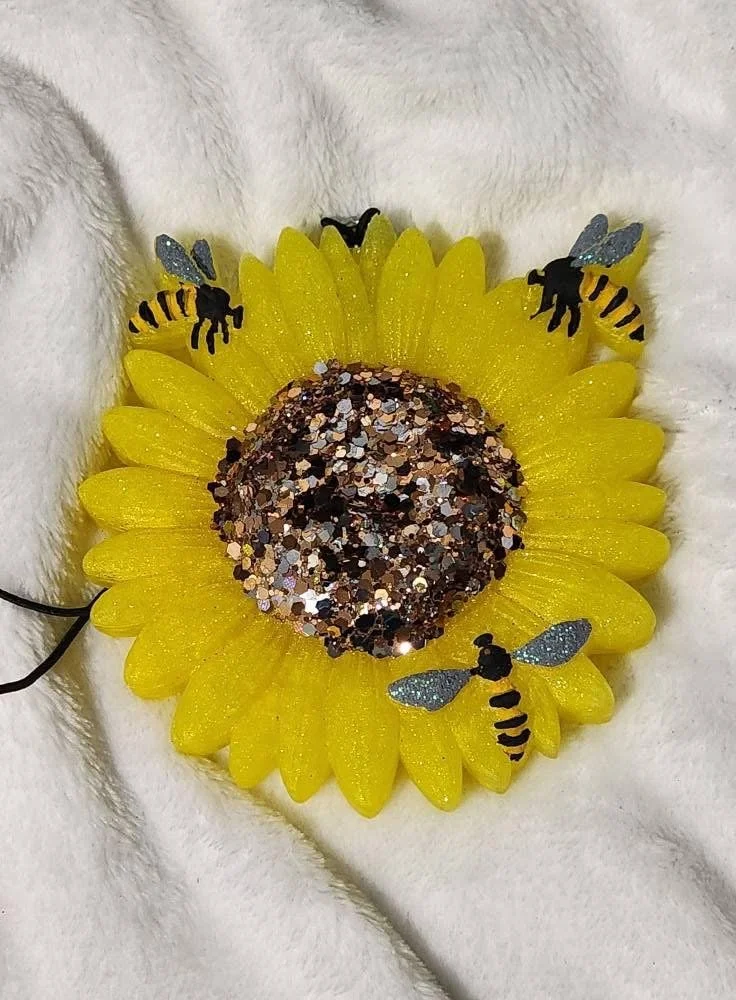 Sunflower with Bees 3D