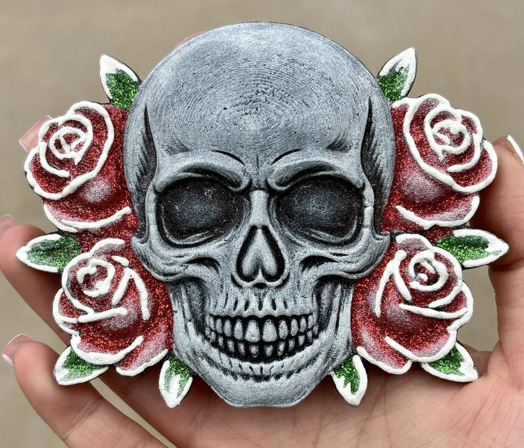 Skull with Roses 3D