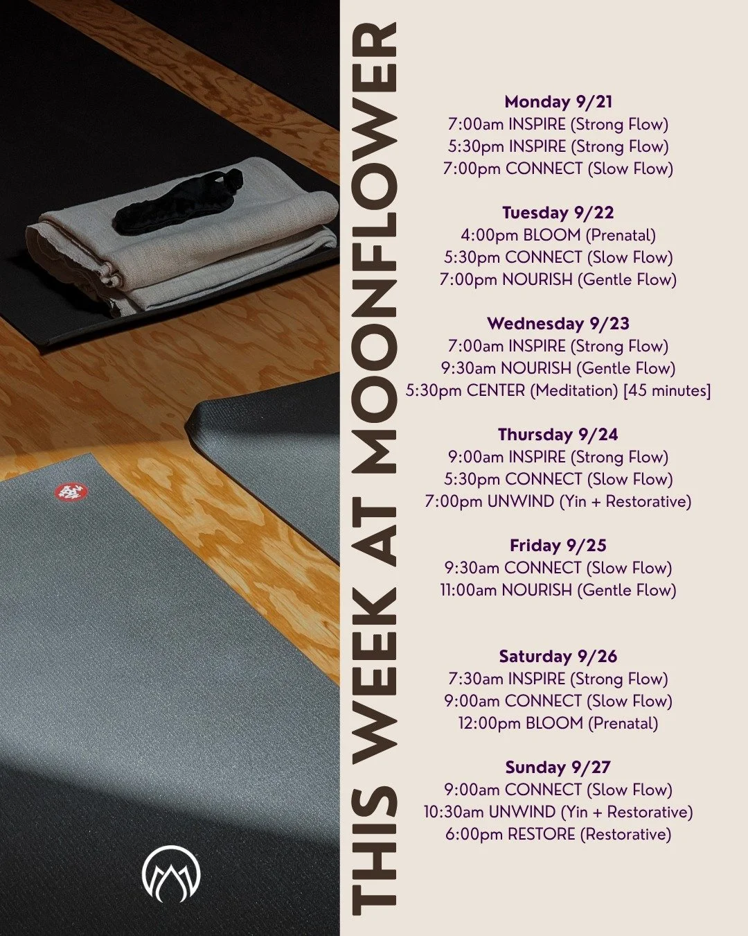 OUR FALL SCHEDULE IS HERE 
New season, new rhythms, new ways to move with us!

Our fall class schedule is officially live, with plenty of opportunities to slow down, build strength, breathe deeper, and reconnect.

Whether you&rsquo;re craving movemen