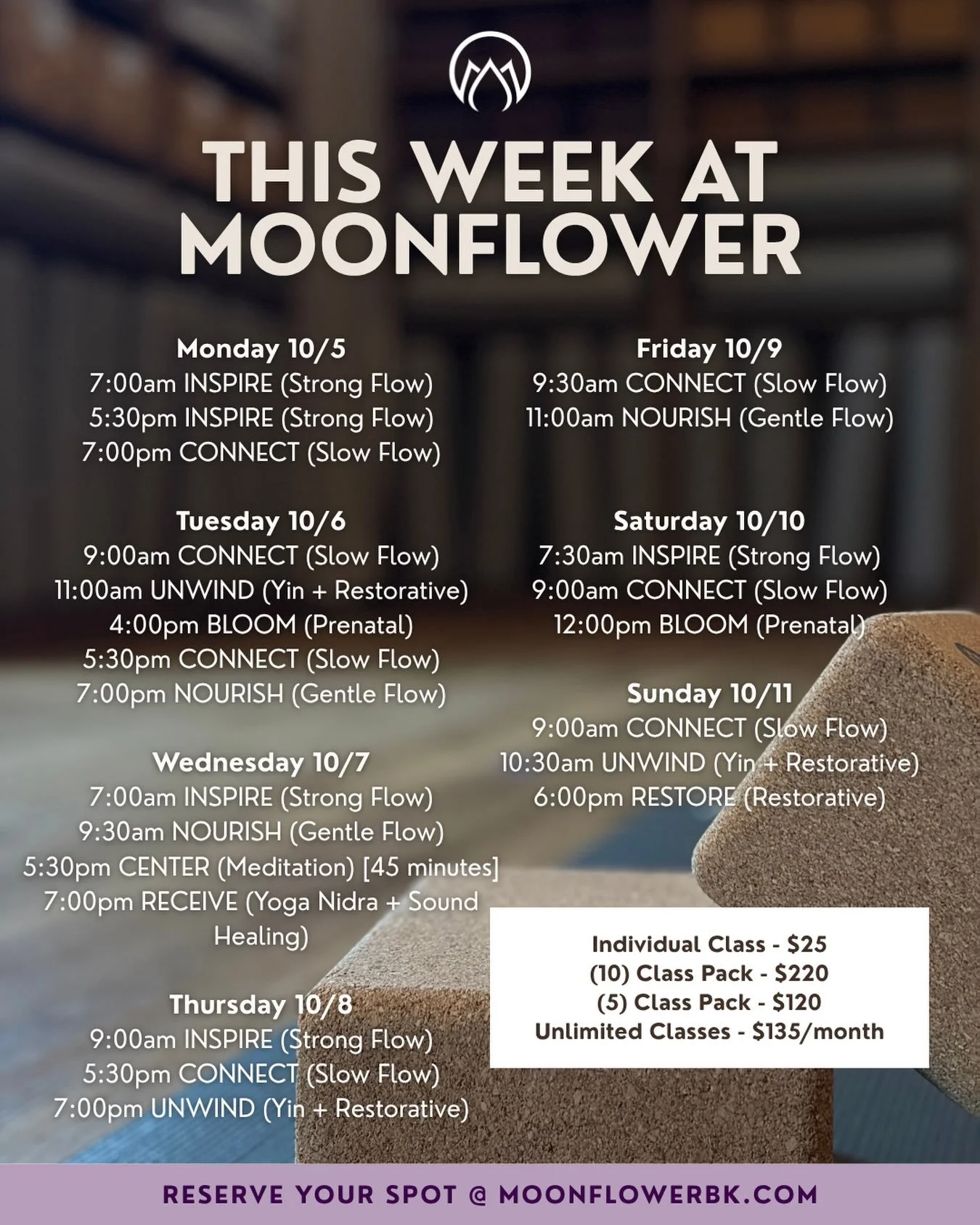 This week at Moonflower ✨🌙

&mdash;

📍 Moonflower Yoga + Ayurveda Studio | Brookfield, WI

Yoga in Brookfield WI &bull; Brookfield Yoga Studio &bull; Slow Flow Yoga &bull; Vinyasa Yoga &bull; Yin Yoga &bull; Restorative Yoga &bull; Yoga Community &