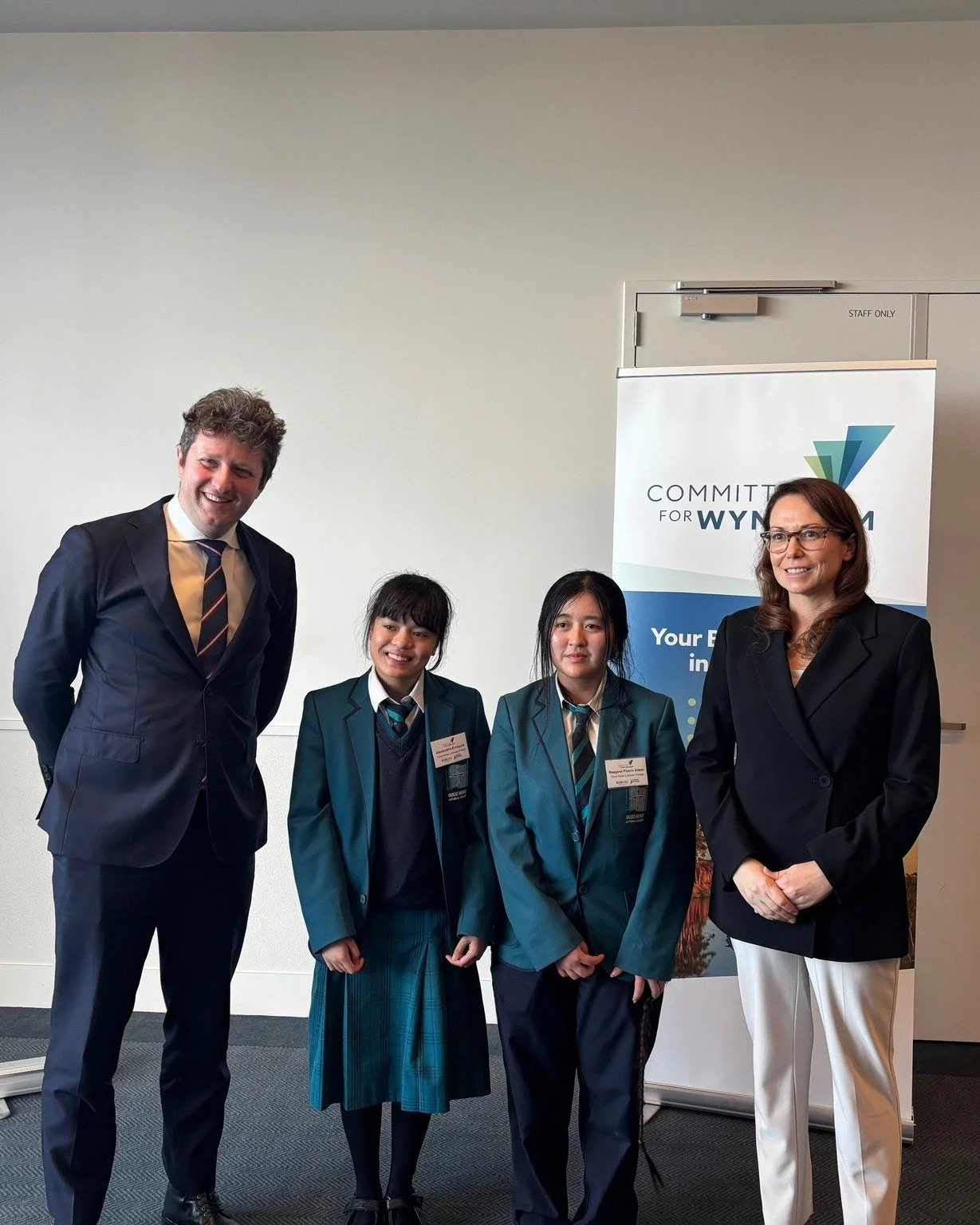 Today, Alexandria Enriquez and Margaret Pizarro Sabas attended a presentation by the State Treasurer, Jaclyn Symes, on the State&rsquo;s Annual Budget, hosted by the Committee for Wyndham. Both students also had the opportunity to meet John Lister, M