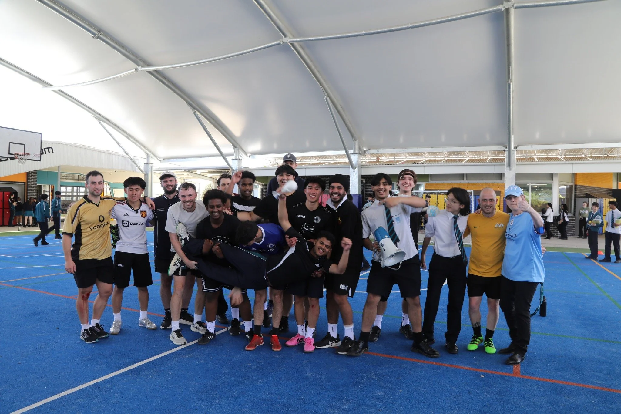 This afternoon, our Year 12s took on the teachers in a high-energy futsal match during lunchtime. With a big crowd of students and staff cheering them on, it was a close contest &mdash; but the students claimed victory with a 3&ndash;2 win. Congratul