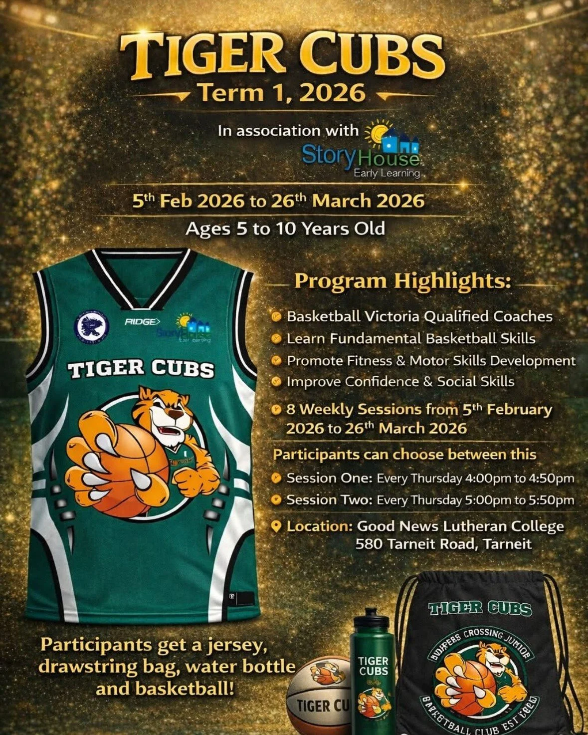 We are pleased to share an exciting external opportunity for our students. Tiger Cubs, in association with Story House Early Learning, are offering a fantastic basketball program for children at our college, designed to introduce young players to the