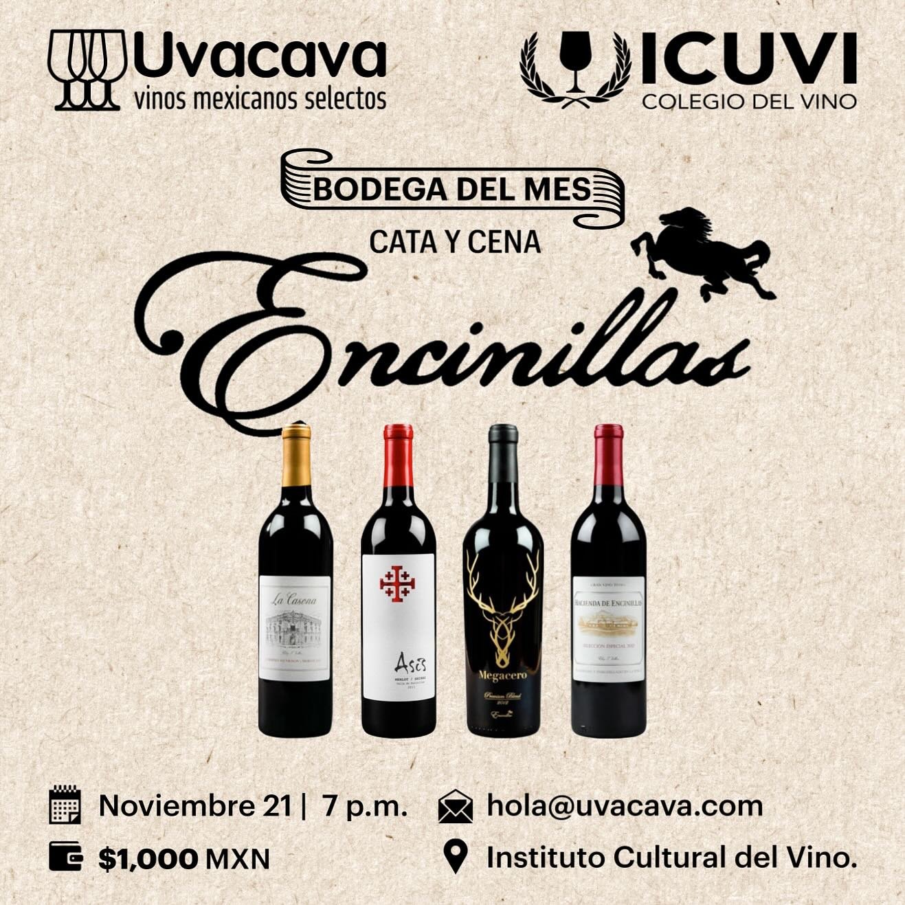 Nuestra bodega del mes es @encinillas, disfruta sus vinos premium con cata y cena incluidas.🍷🍽️✨
🗣️ &iexcl;&Uacute;ltimos lugares!
🗓️ Noviembre 21.
📍@icuvimx.
✉️ hola@uvacava.com