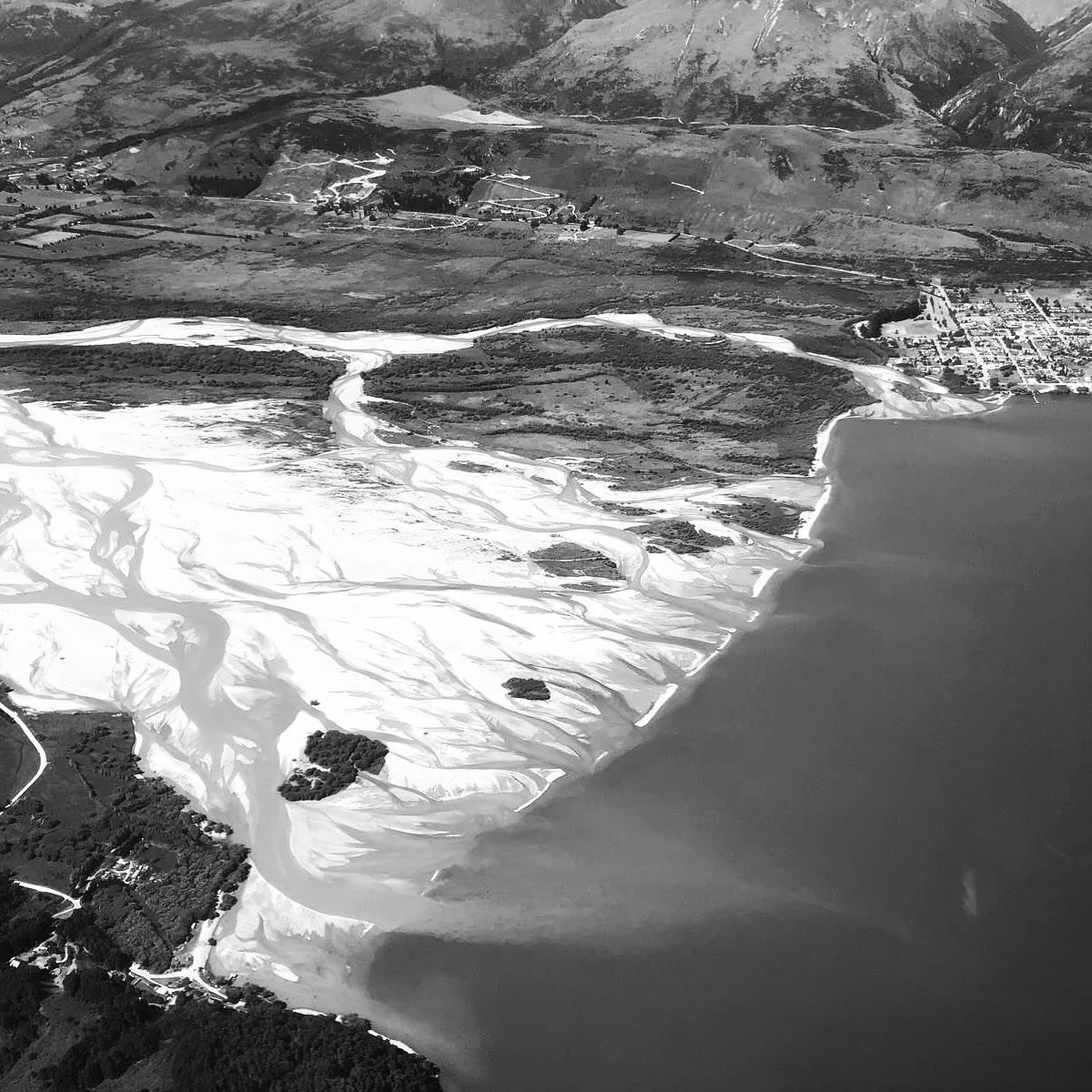 Glenorchy from the air. Look at those sandspits