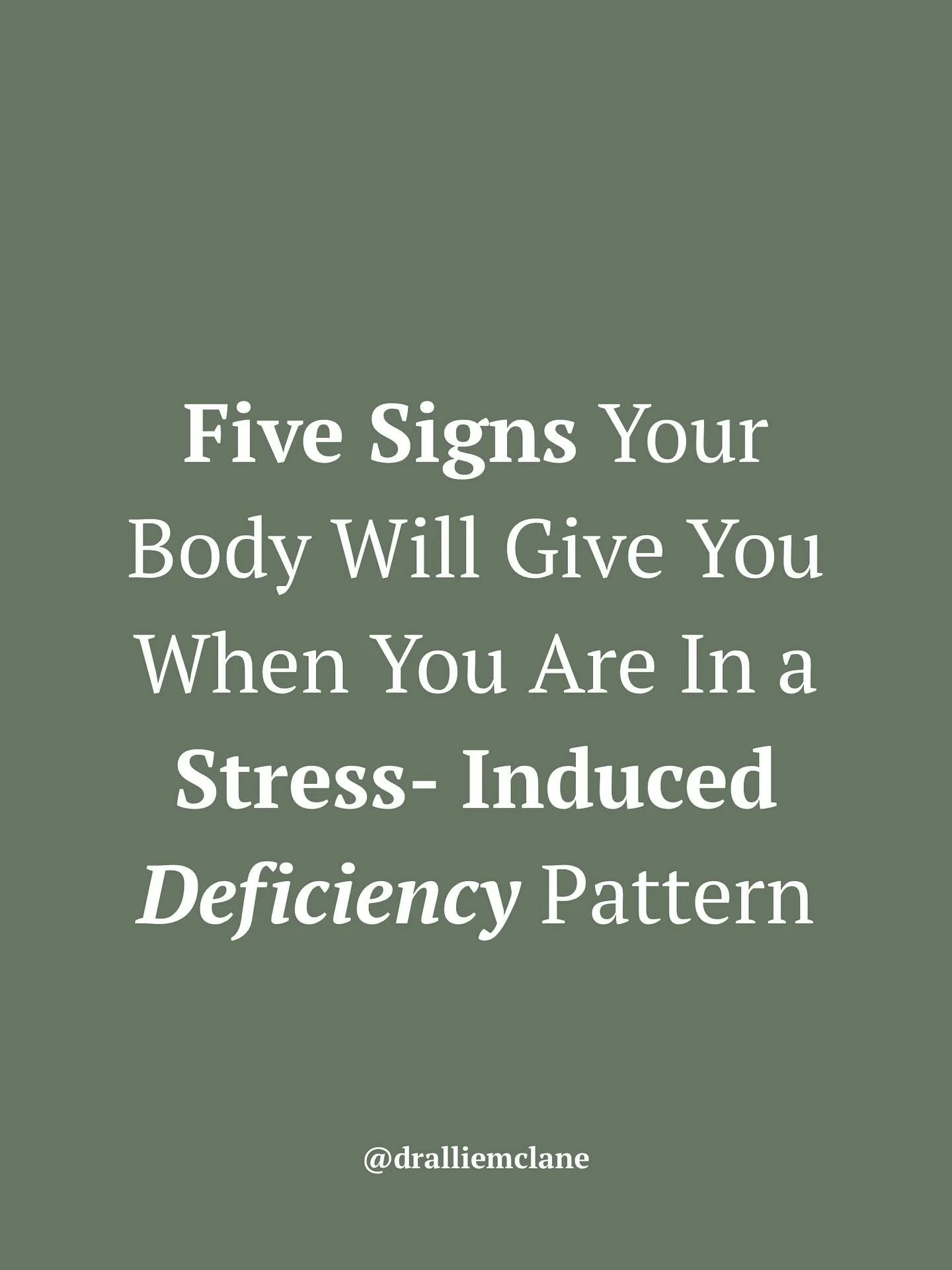 Five signs your body is stuck in a stress-induced deficiency pattern:

Low libido. When your nervous system doesn&rsquo;t feel safe, desire shuts down.

Food reactions. Intolerances flare because your gut is inflamed and under-nourished.

Debilitatin