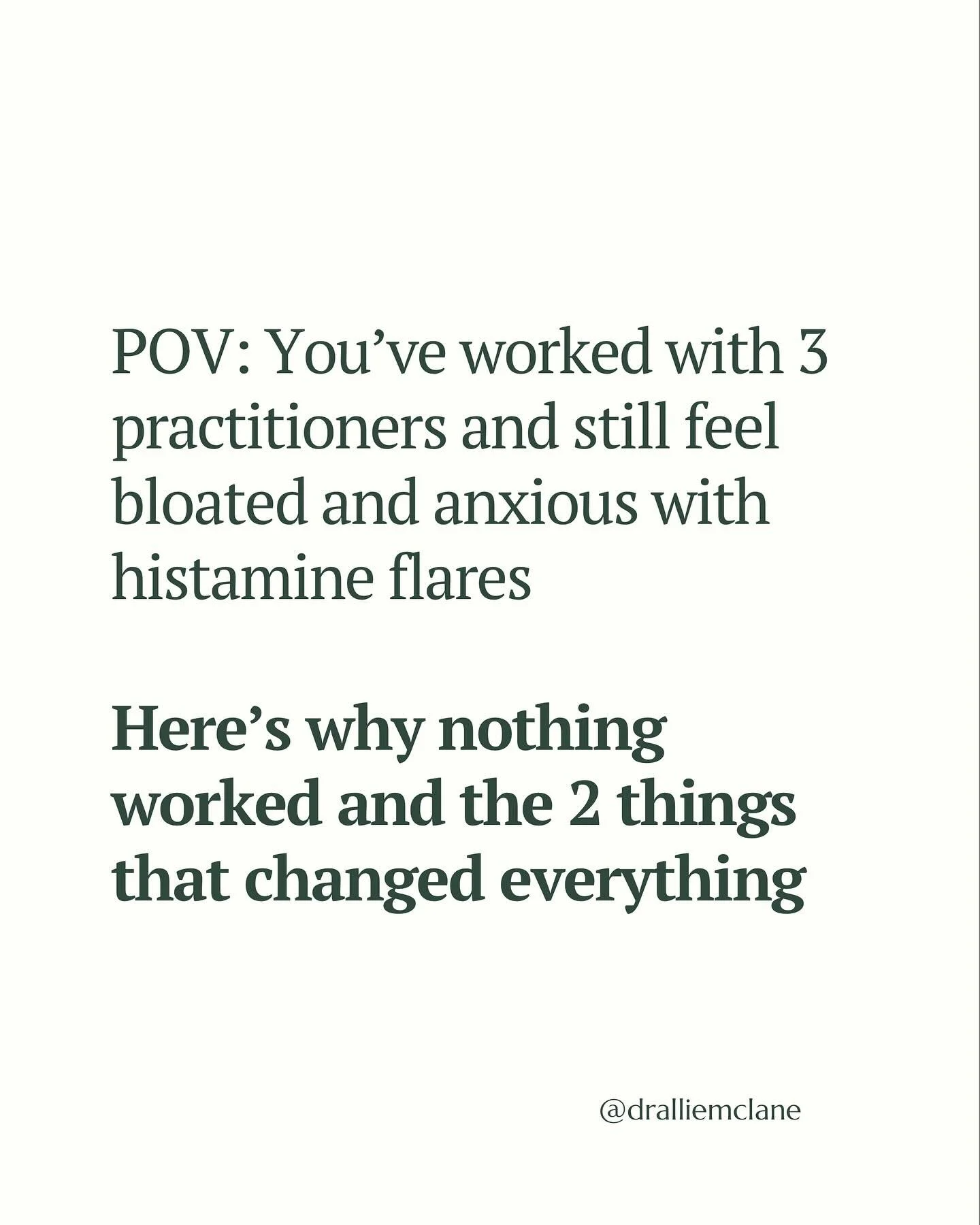 I recently worked with a client who had tried almost everything to get rid of her bloating and anxiety that flared with histamine issues, and nothing worked.

She had taken DAO enzymes, probiotics, Quercetin, both over-the-counter and prescription an