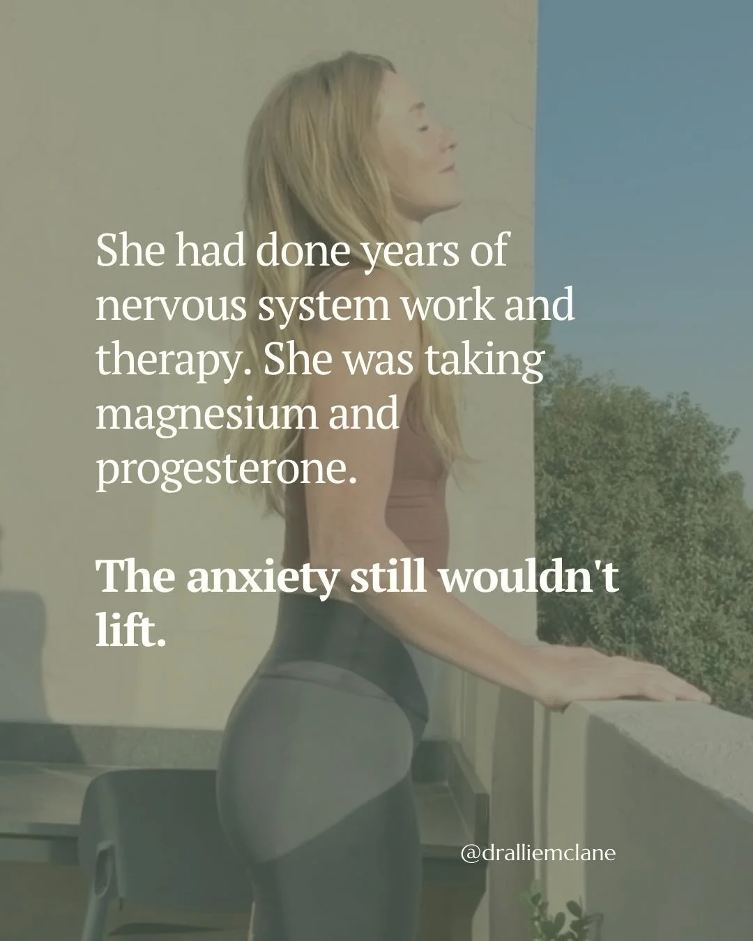 Nervous system work is foundational but it does not correct gut inflammation or brain chemistry imbalances.

Sarah had done years of brain retraining and nervous system regulation. She had made real progress. Daily panic and anxiety persisted because